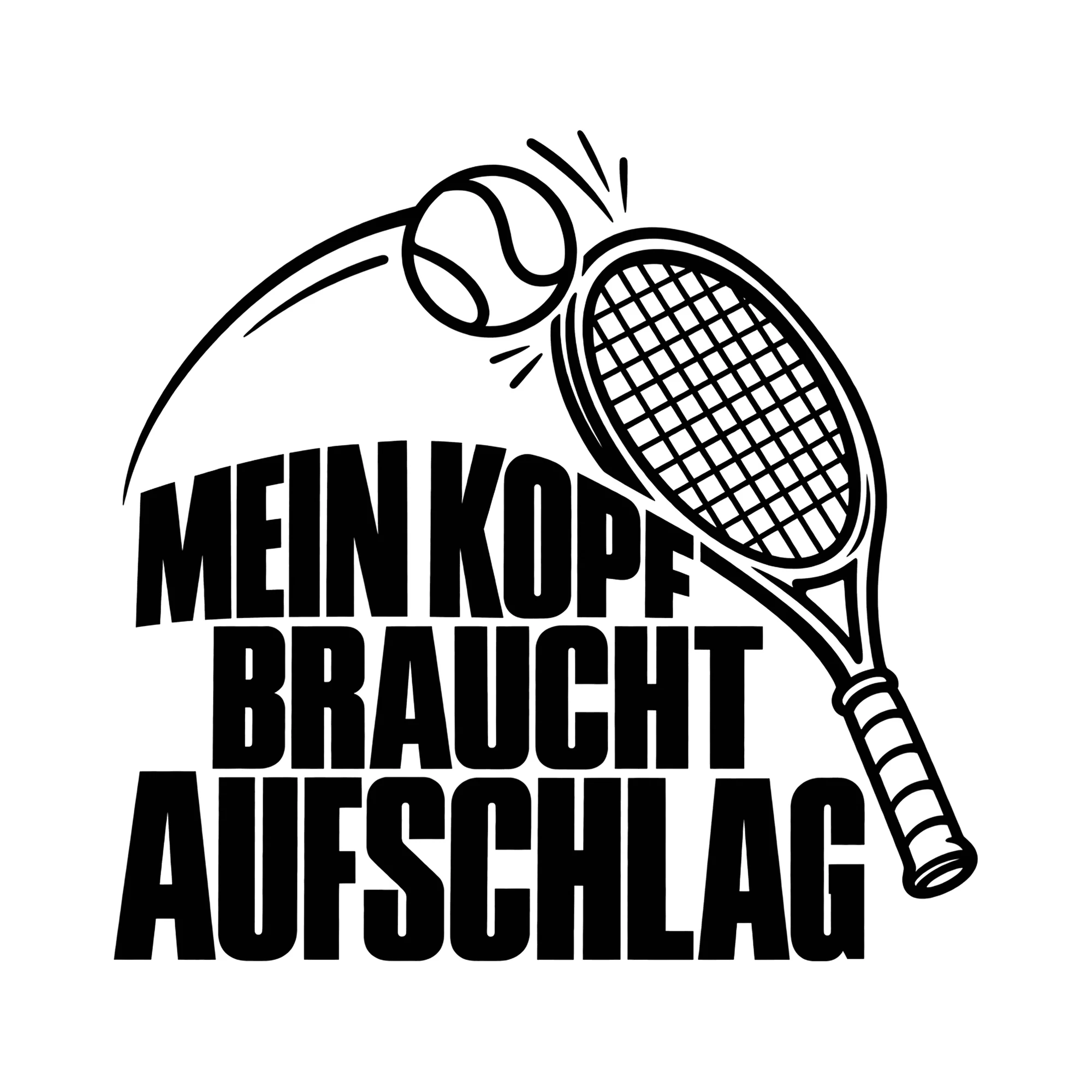 Bügelbild MEIN KOPF BRAUCHT AUFSCHLAG als Grafik auf weißem Hintergrund (BB013766)