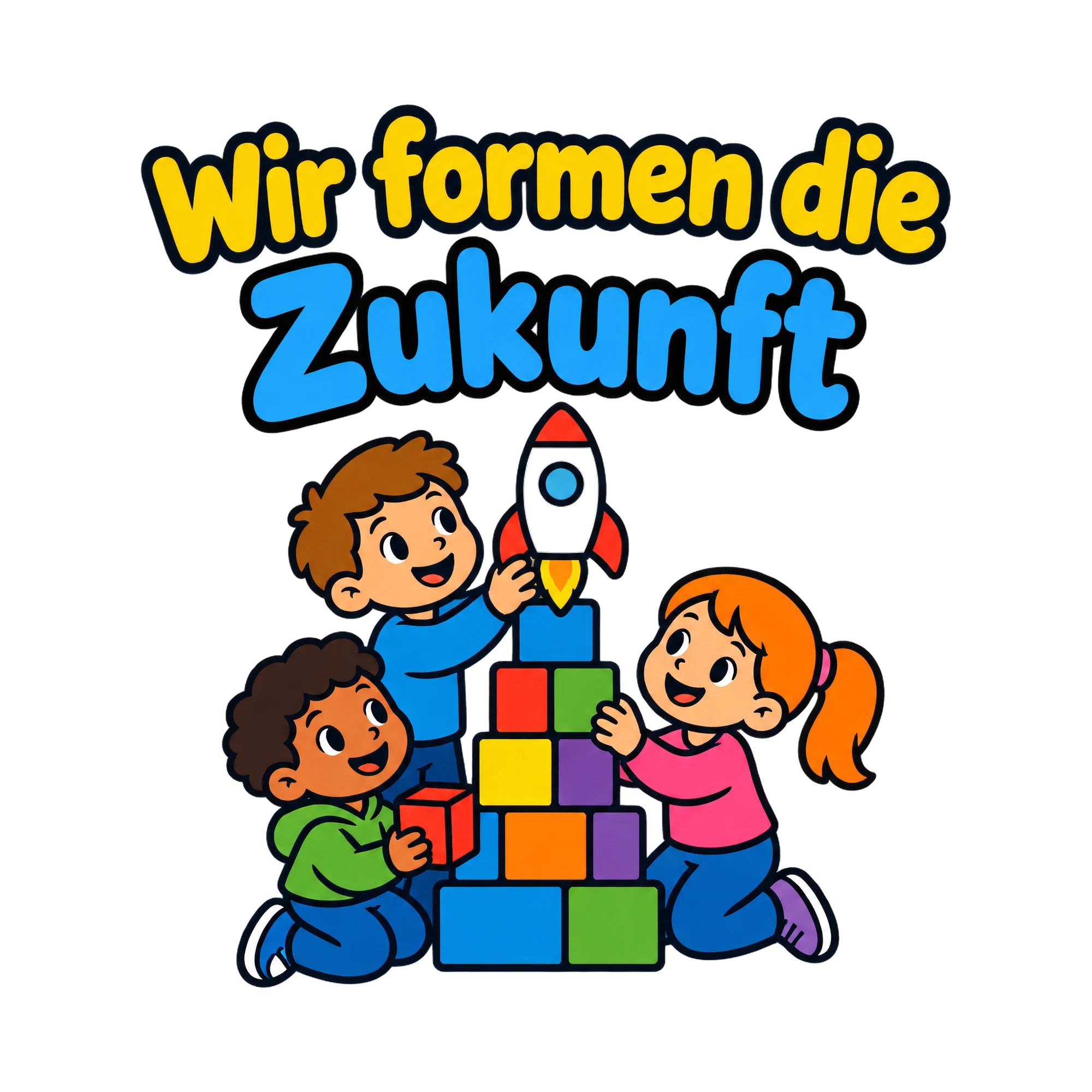 Bügelbild Wir formen die Zukunft als Grafik auf weißem Hintergrund (BB020331)