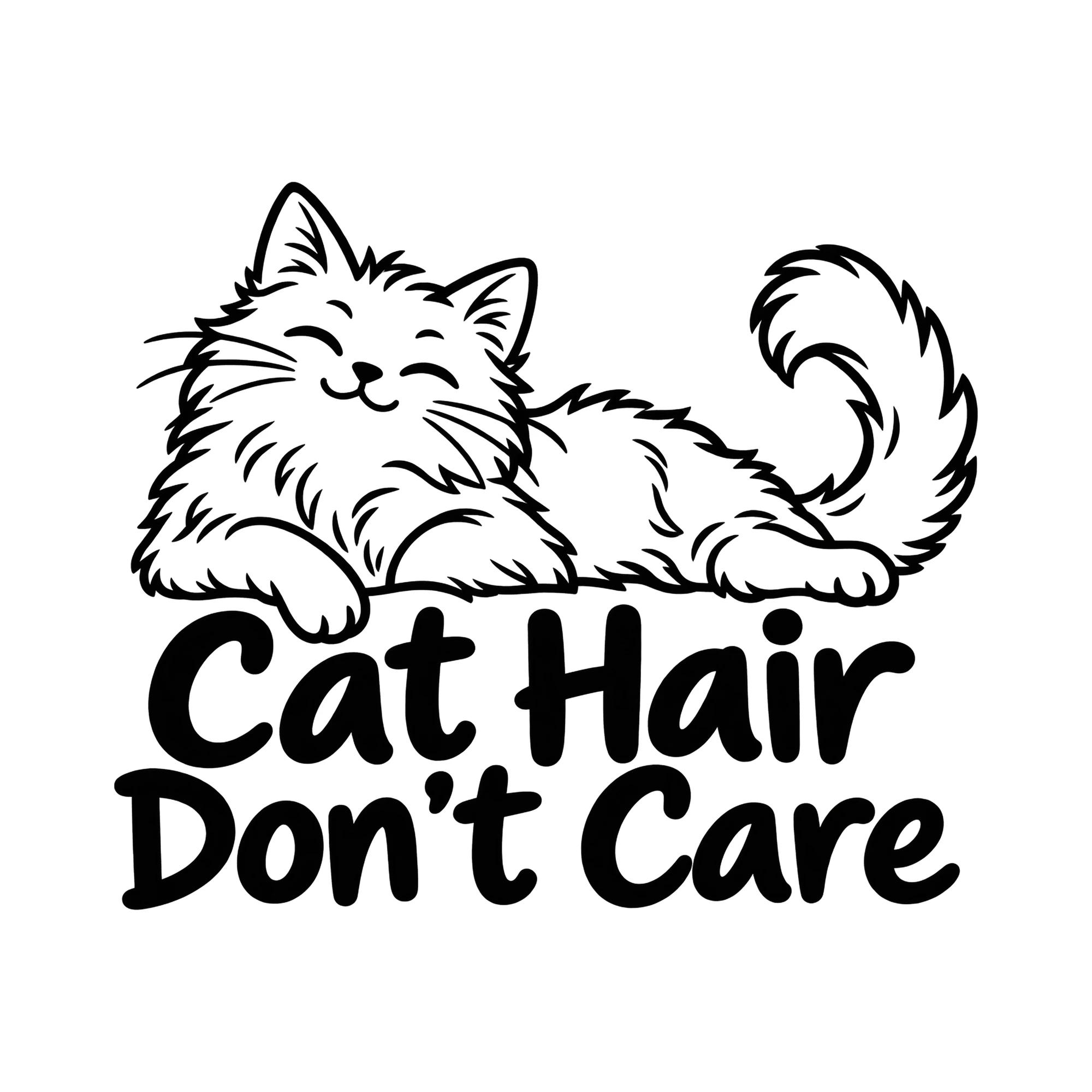 Bügelbild „Cat Hair Don't Care“ | Tiere Shirt Spruch als Grafik auf weißem Hintergrund (BB016160)