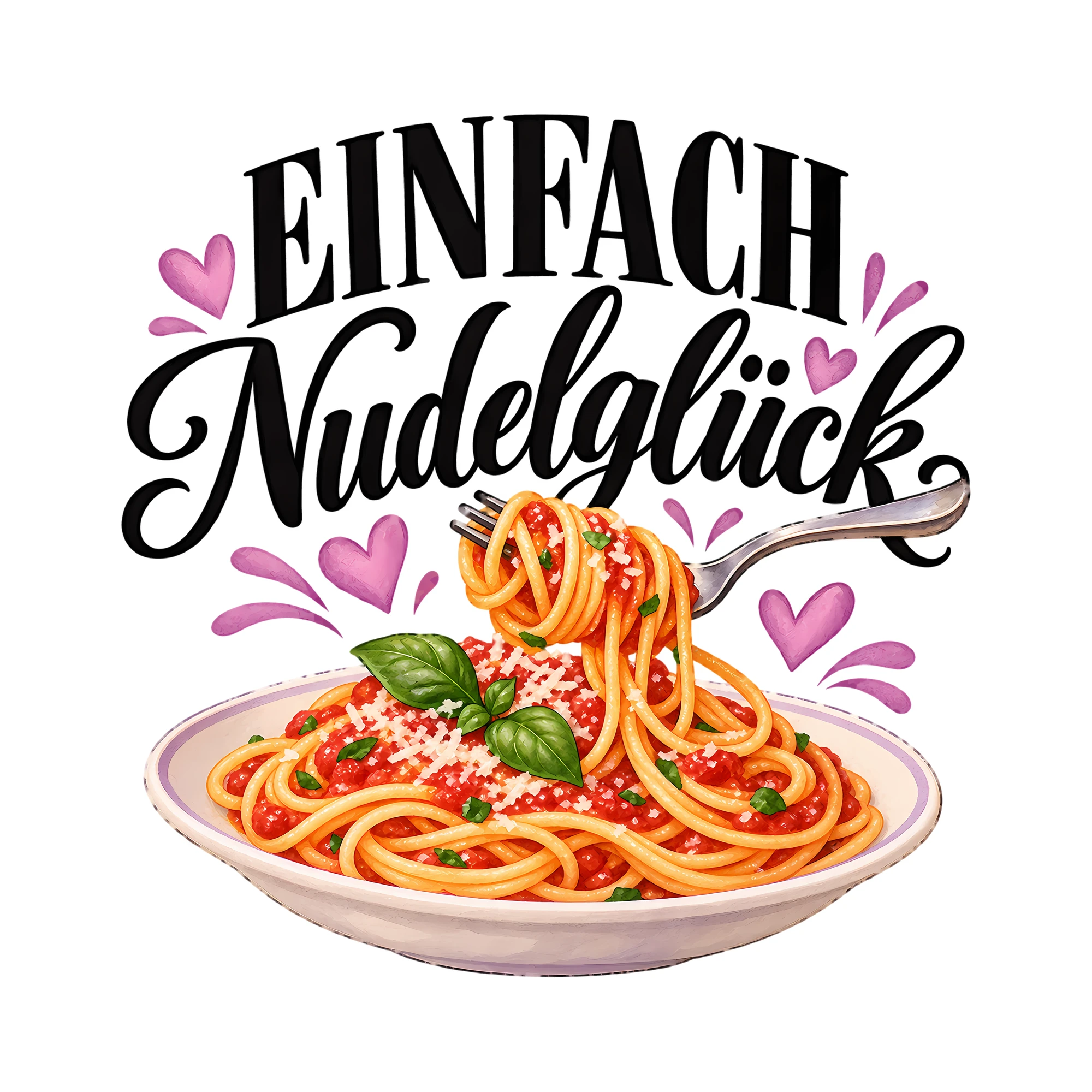 Bügelbild Einfach Nudelglück als Grafik auf weißem Hintergrund (BB012105)