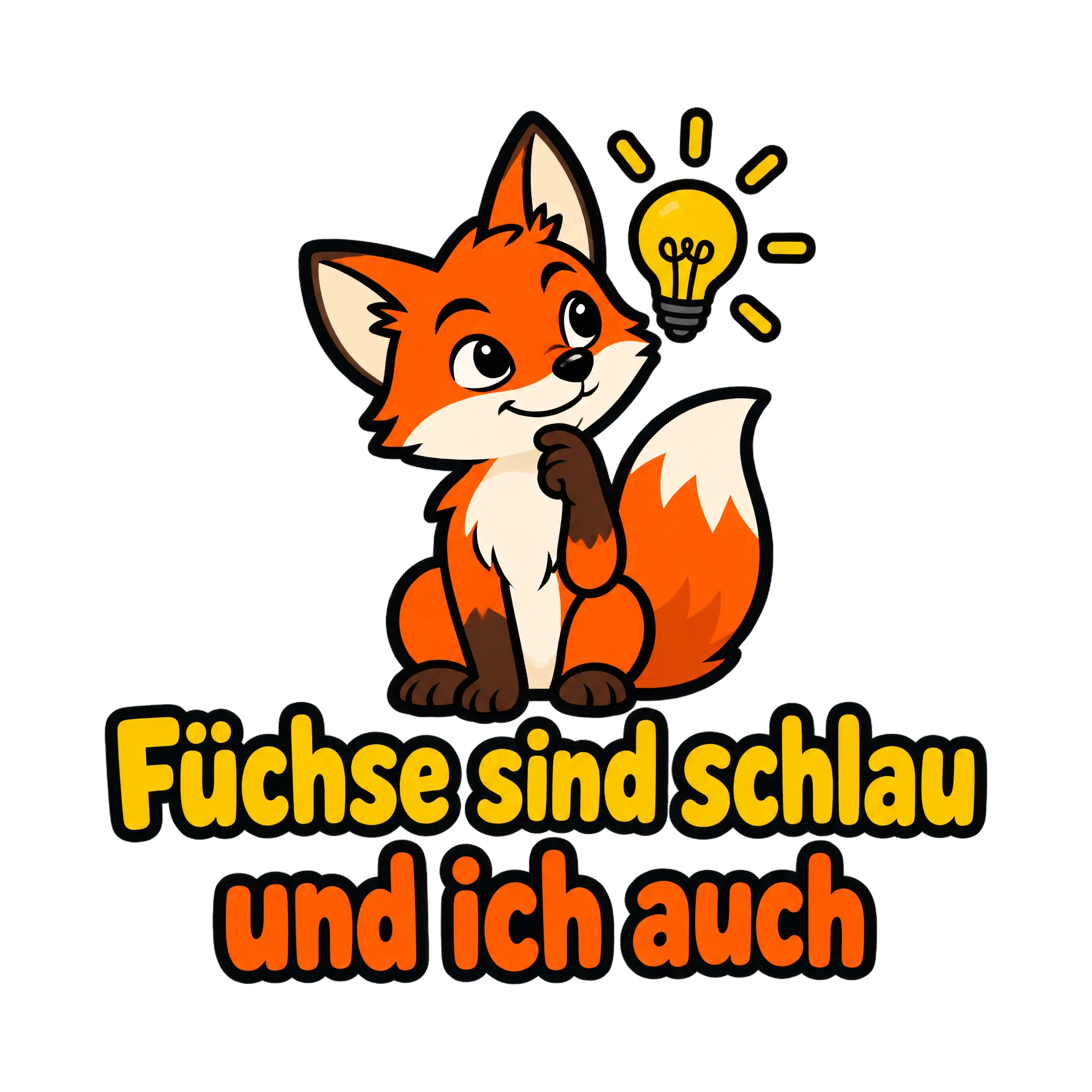 Bügelbild Füchse sind schlau und ich auch als Grafik auf weißem Hintergrund (BB019787)