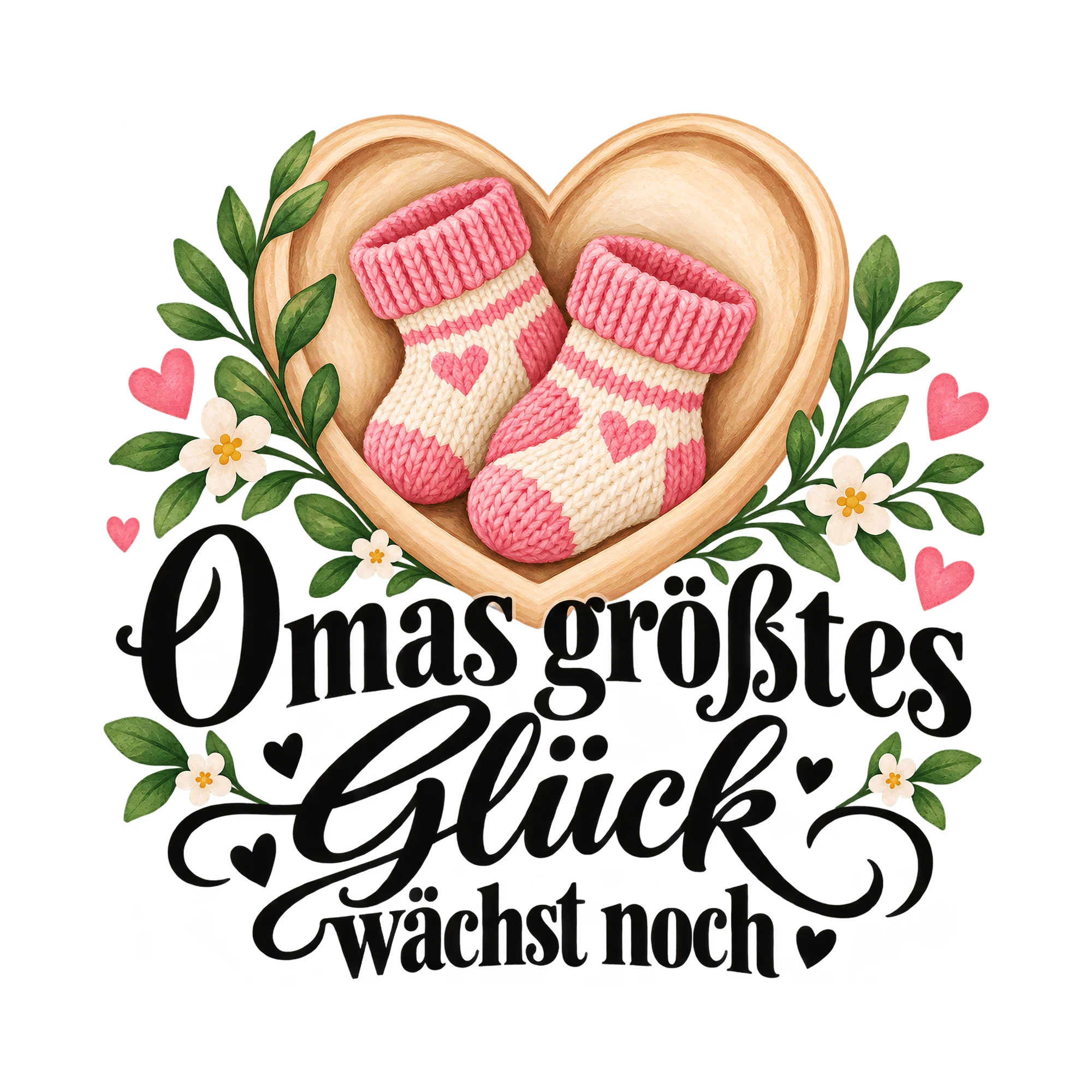 Bügelbild Omas größtes Glück wächst noch als Grafik auf weißem Hintergrund (BB011797)