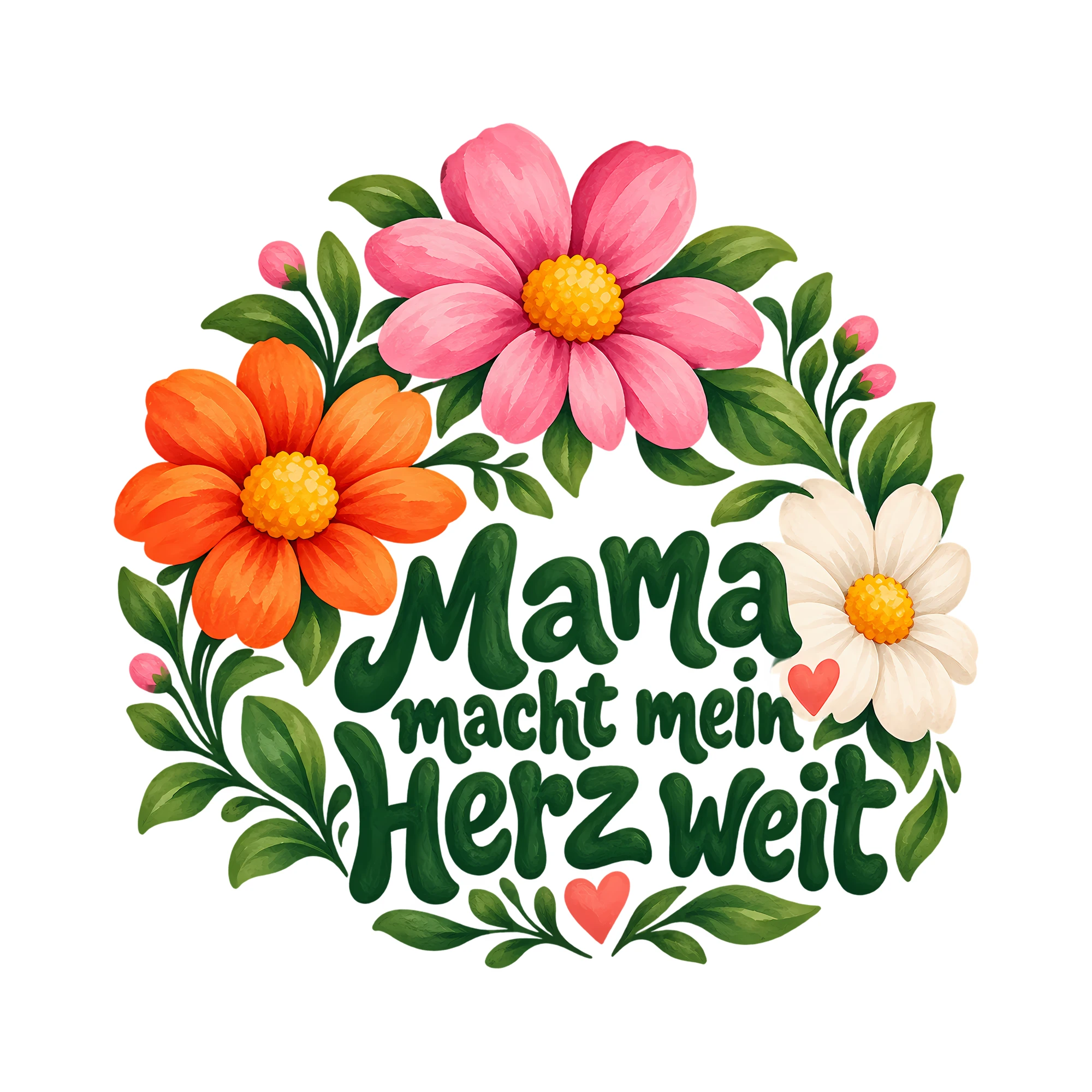 Bügelbild Mama macht mein Herz weit als Grafik auf weißem Hintergrund (BB012423)
