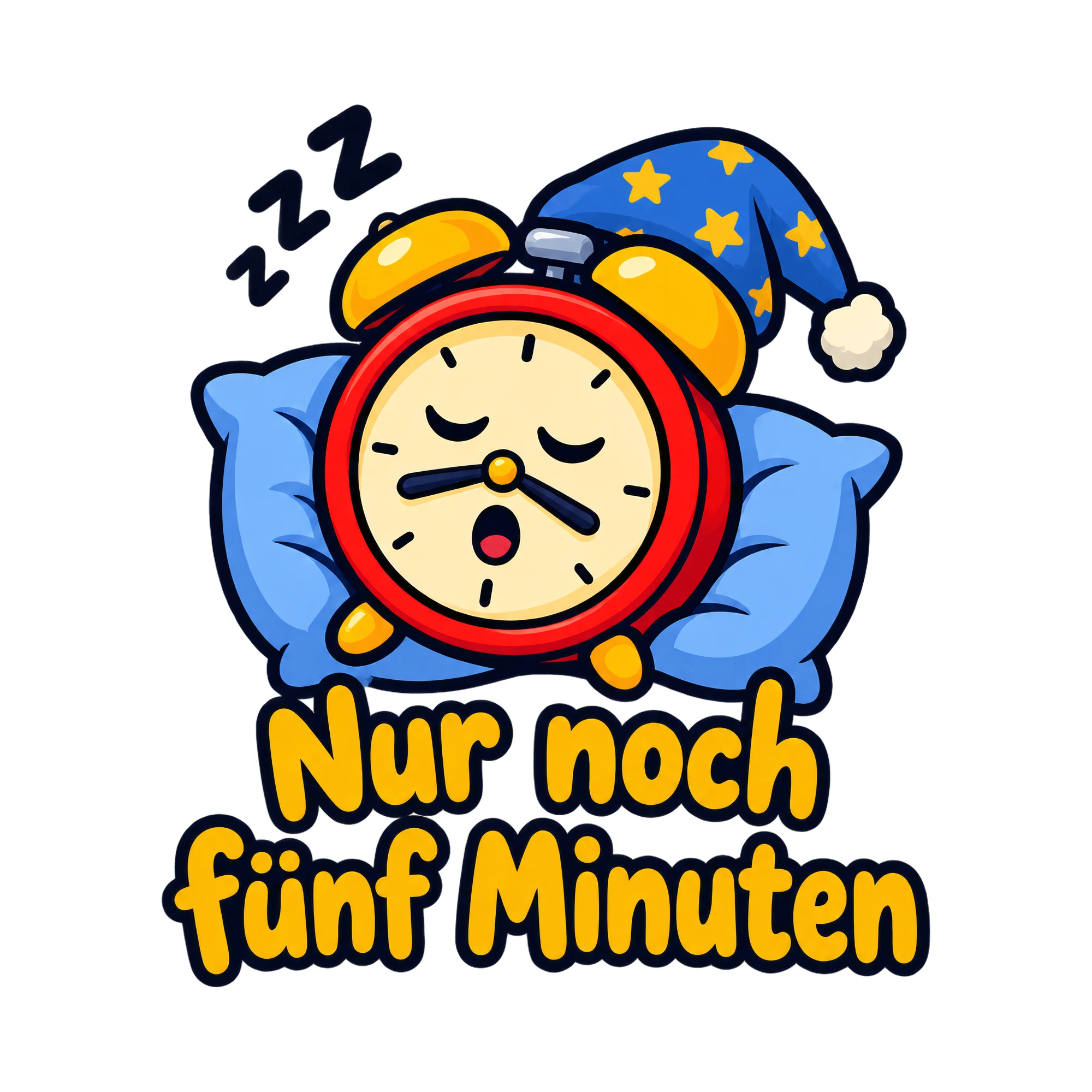 Bügelbild Nur noch fünf Minuten, Kinder Shirt Motiv als Grafik auf weißem Hintergrund (BB016742)