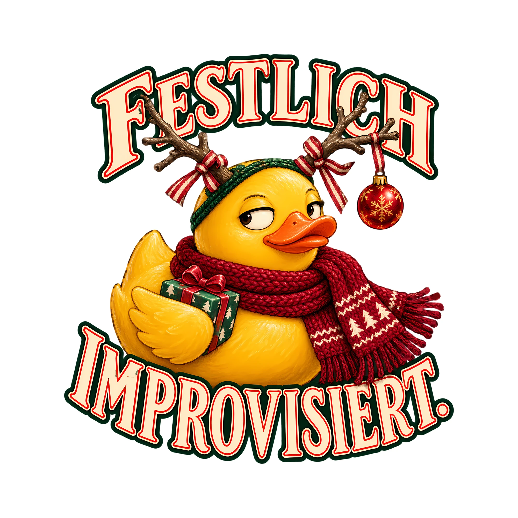 Bügelbild FESTLICH IMPROVISIERT. als Grafik auf weißem Hintergrund (BB013898)
