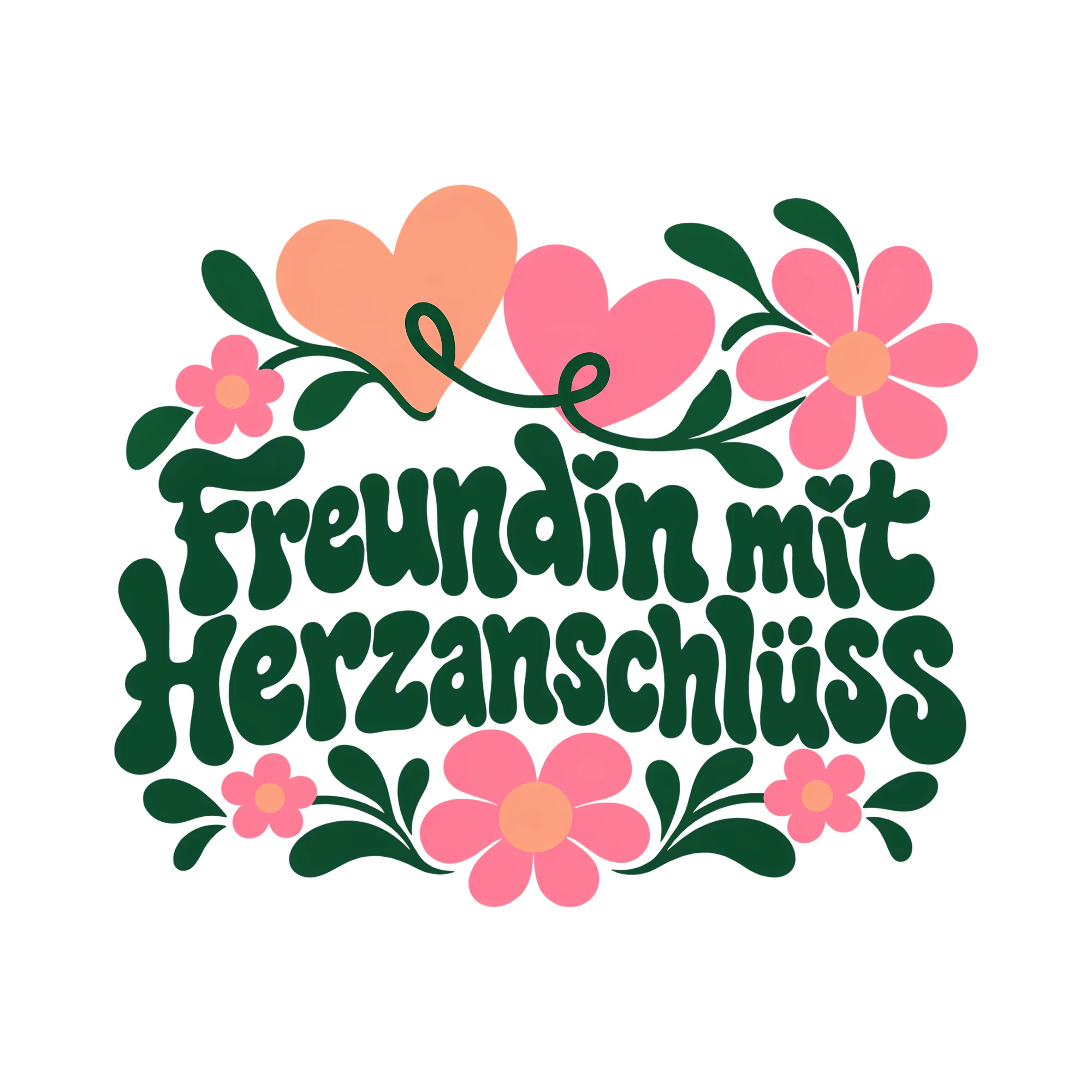 Bügelbild Freundin mit Herzanschluss als Grafik auf weißem Hintergrund (BB012284)