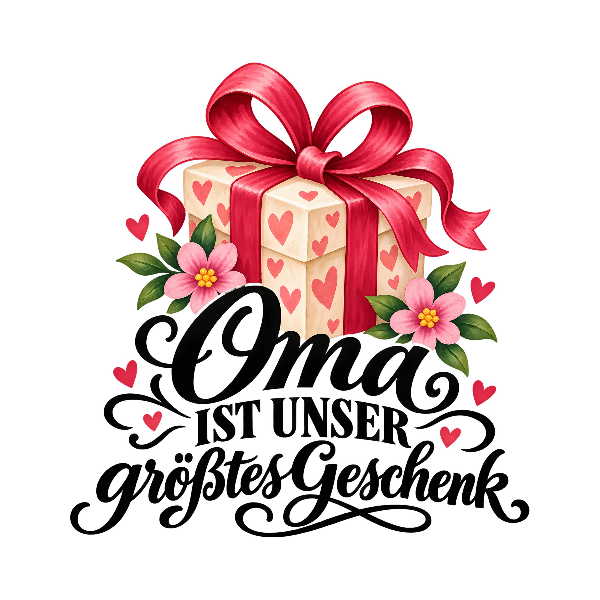 Bügelbild Oma ist unser größtes Geschenk als Grafik auf weißem Hintergrund (BB012493)