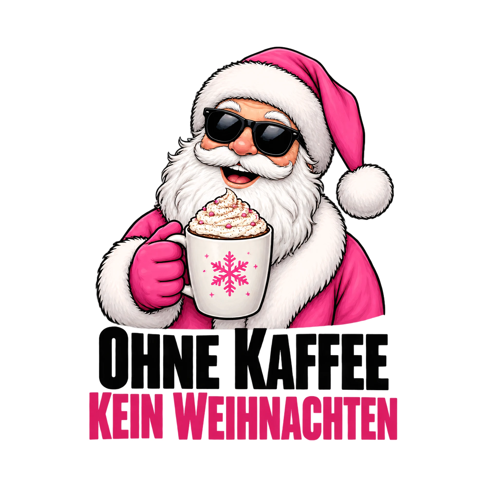 Bügelbild Kaffee macht Weihnachten als Grafik auf weißem Hintergrund (BB013910)