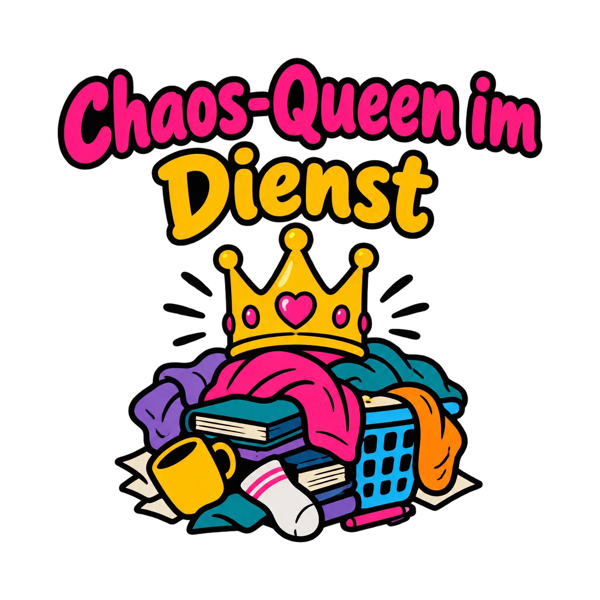 Bügelbild Chaos-Queen im Dienst als Grafik auf weißem Hintergrund (BB019908)