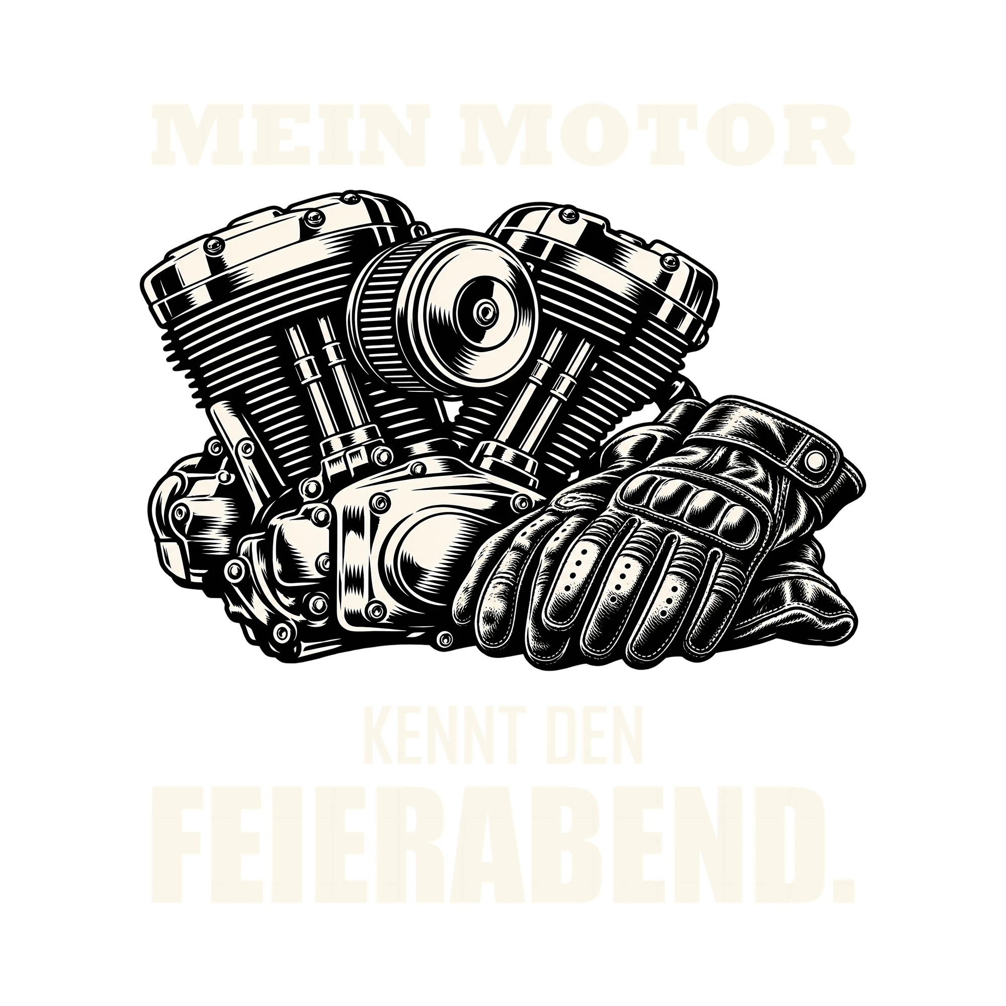 Bügelbild MEIN MOTOR KENNT DEN FEIERABEND. als Grafik auf weißem Hintergrund (BB012729)