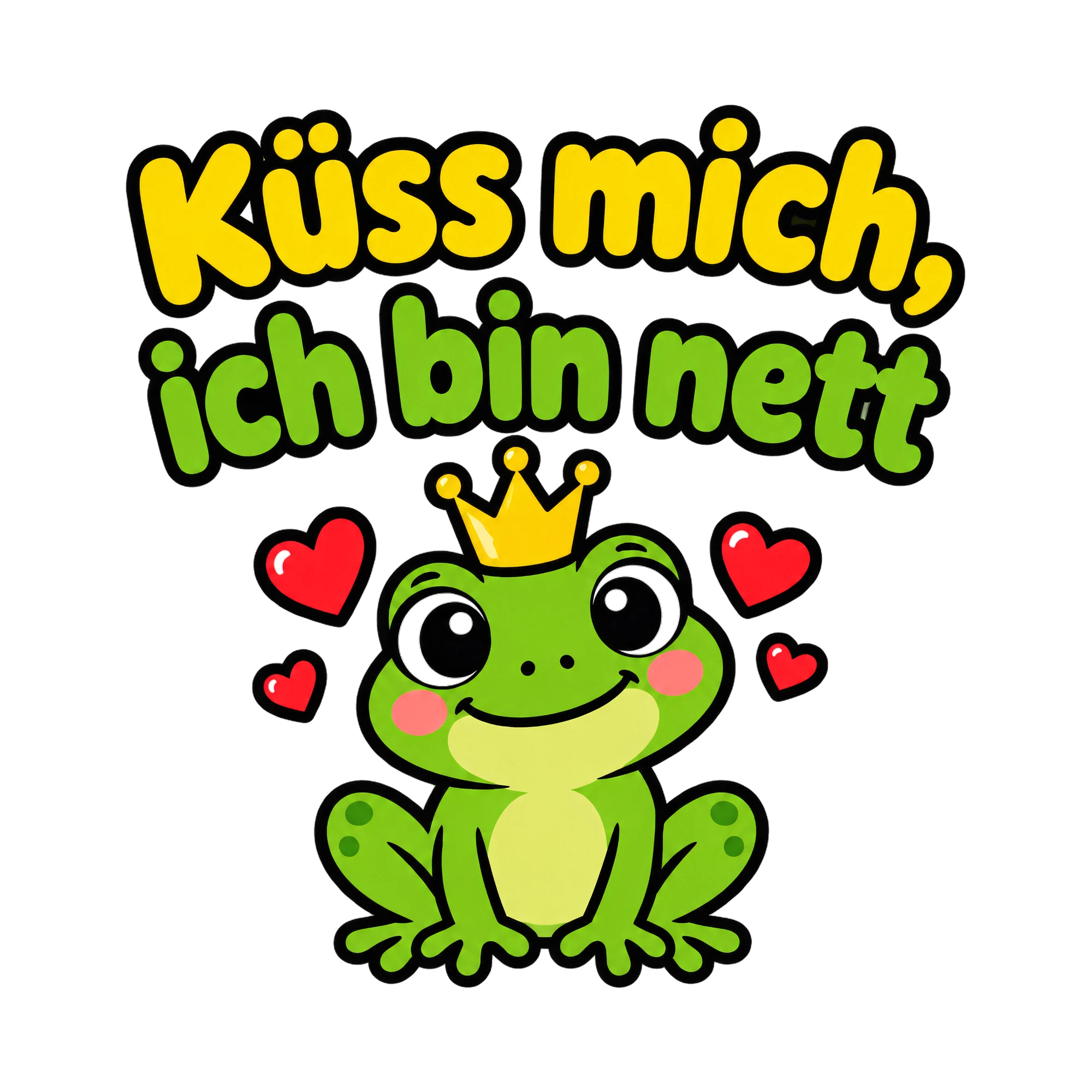 Bügelbild Küss mich, ich bin nett als Grafik auf weißem Hintergrund (BB019153)