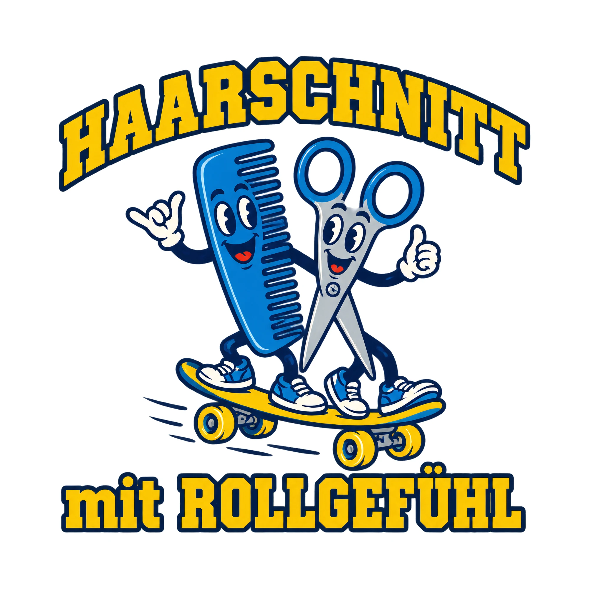 Bügelbild Haarschnitt mit Rollgefühl als Grafik auf weißem Hintergrund (BB013841)