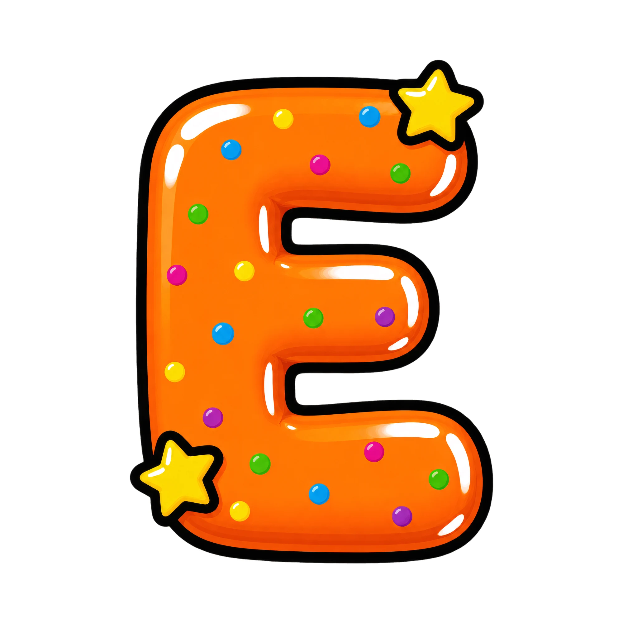 Bügelbild Buchstabe E im Comic-Ballon-Stil, Buchstaben Bügelbild als Grafik auf weißem Hintergrund (BB016315)