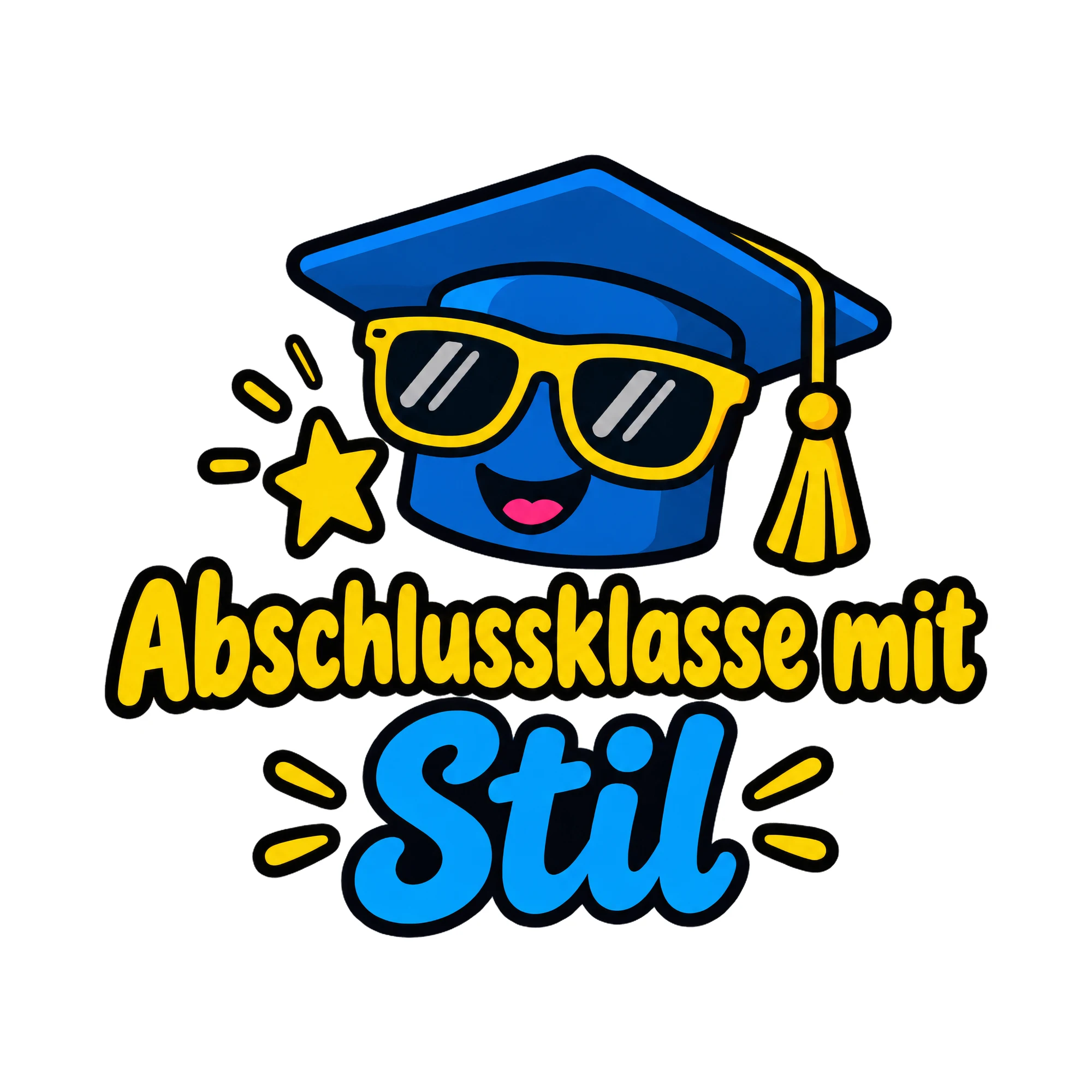 Bügelbild Abschlussklasse mit Stil, Abi Shirt Spruch als Grafik auf weißem Hintergrund (BB020156)