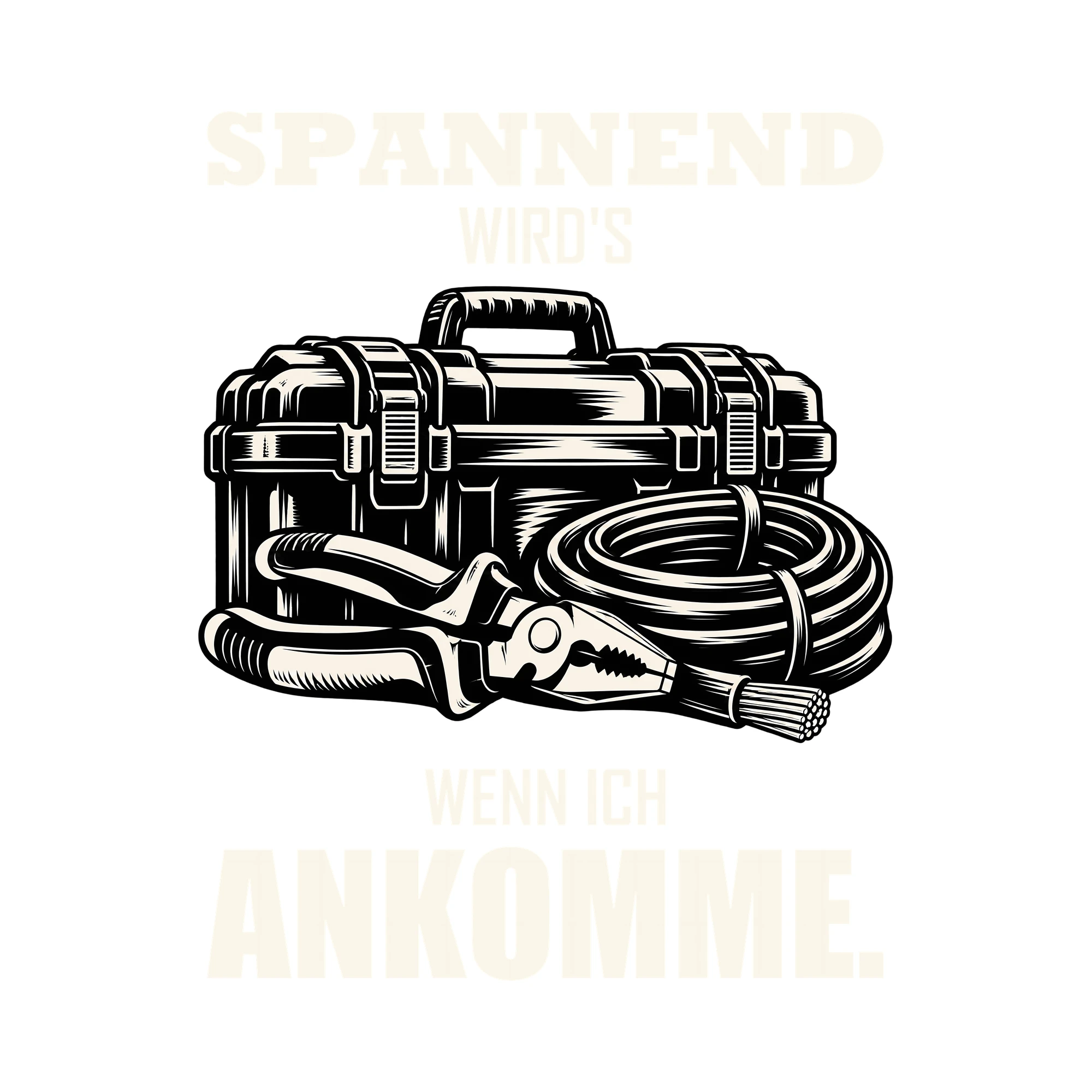 Bügelbild SPANNEND WIRD'S WENN ICH ANKOMME. als Grafik auf weißem Hintergrund (BB011507)