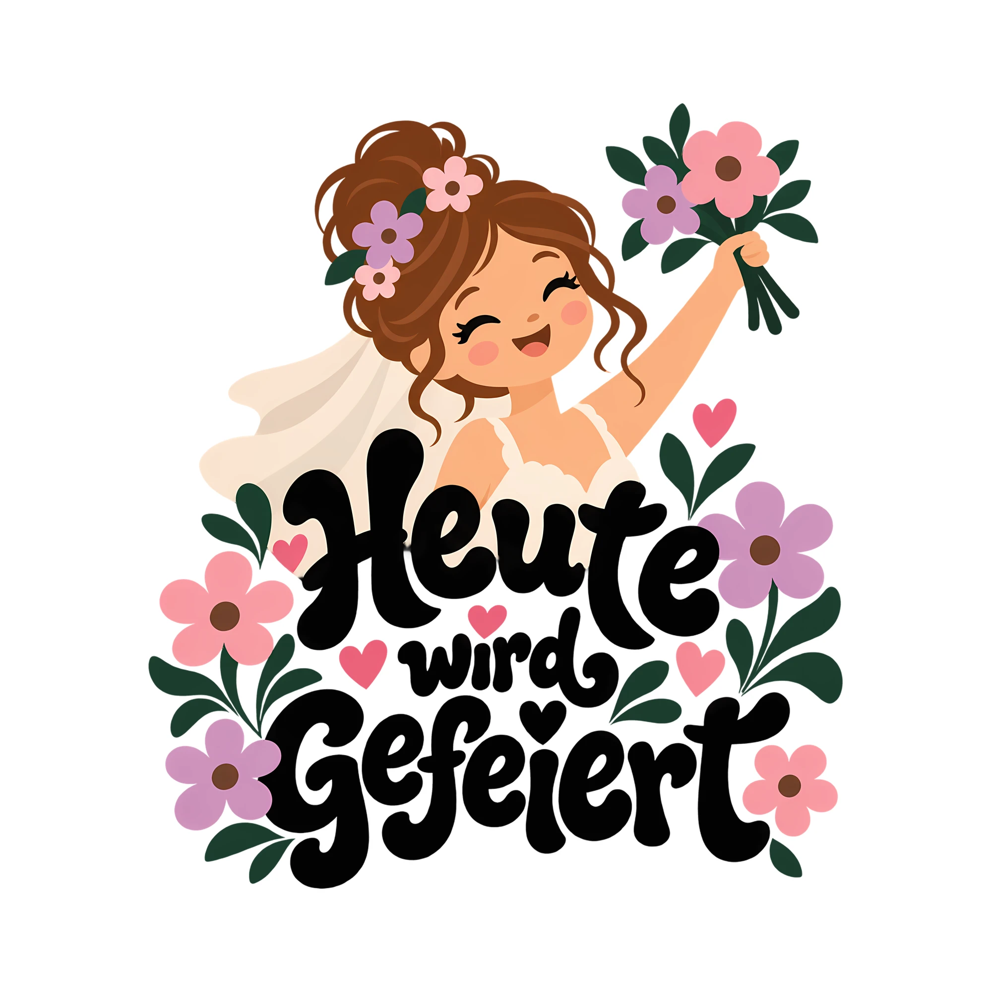 Bügelbild Heute wird gefeiert als Grafik auf weißem Hintergrund (BB013104)