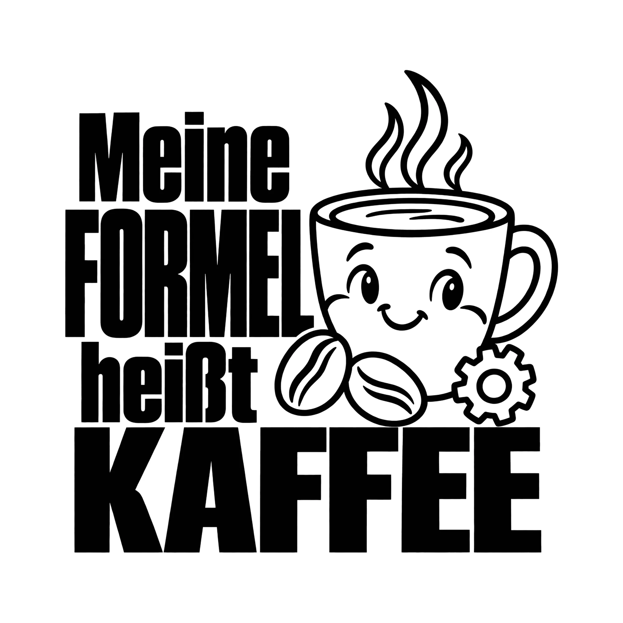 Bügelbild Meine Formel heißt Kaffee als Grafik auf weißem Hintergrund (BB012217)