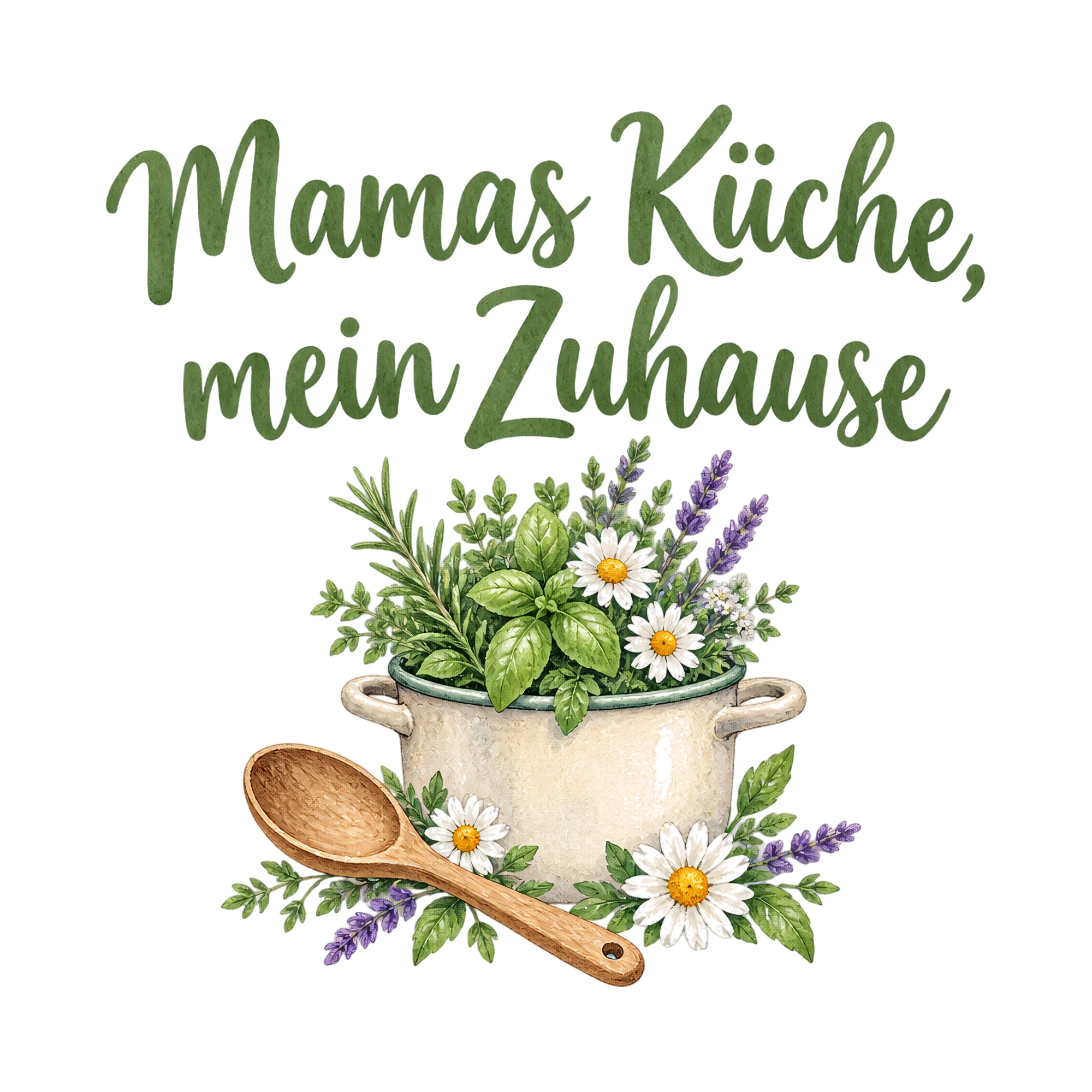 Bügelbild Mamas Küche, mein Zuhause als Grafik auf weißem Hintergrund (BB019178)