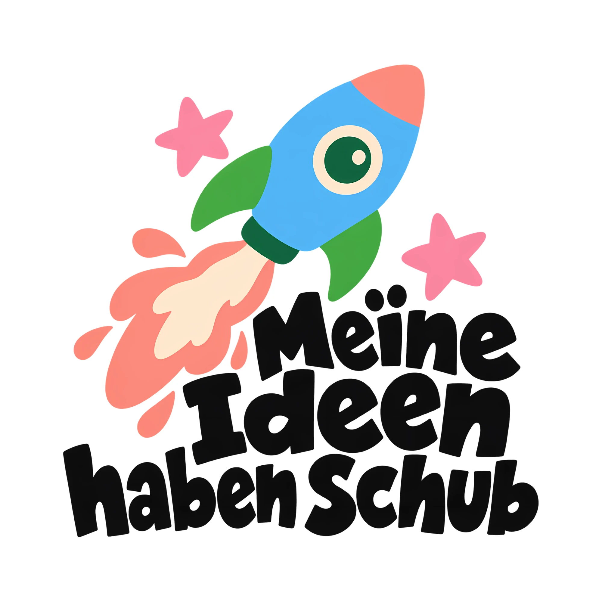 Bügelbild Meine Ideen haben Schub als Grafik auf weißem Hintergrund (BB014251)