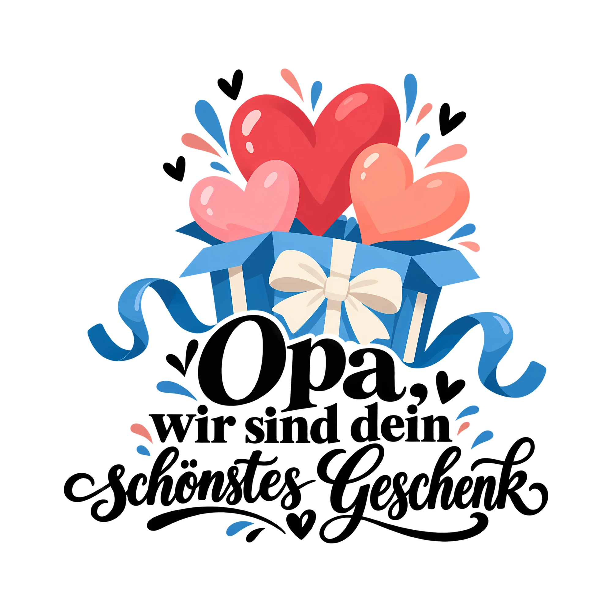 Bügelbild Opa, wir sind dein schönstes Geschenk als Grafik auf weißem Hintergrund (BB012531)