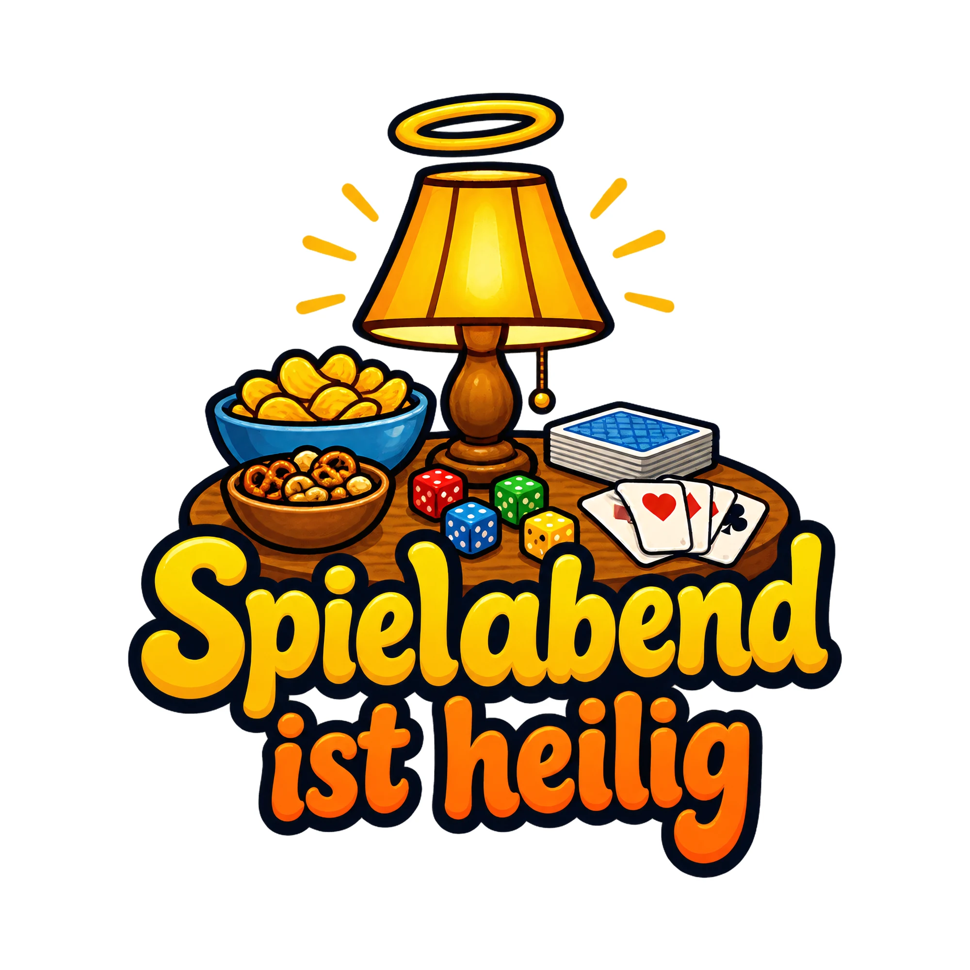 Bügelbild Spielabend ist heilig als Grafik auf weißem Hintergrund (BB019368)