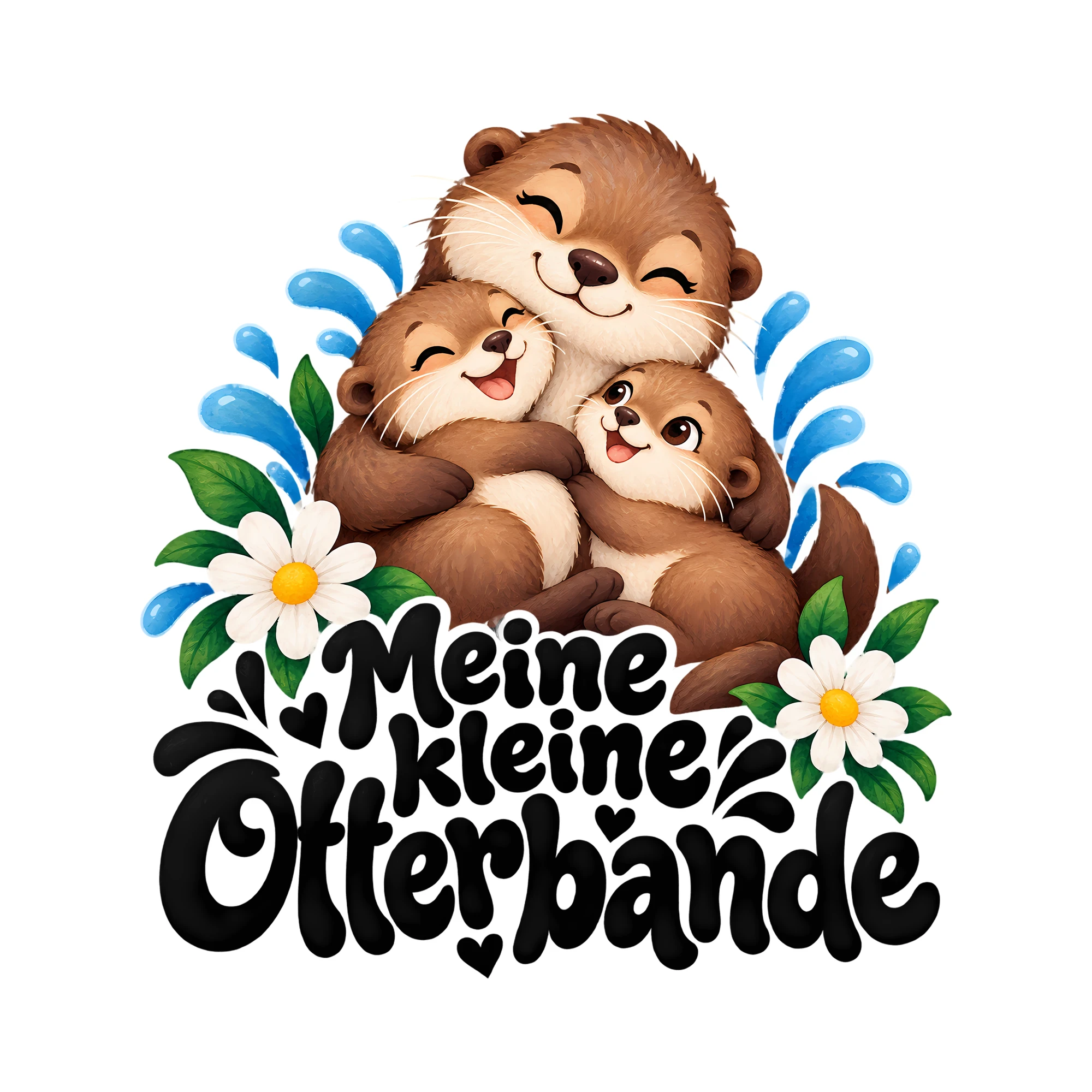 Bügelbild Meine kleine Otterbande als Grafik auf weißem Hintergrund (BB013429)