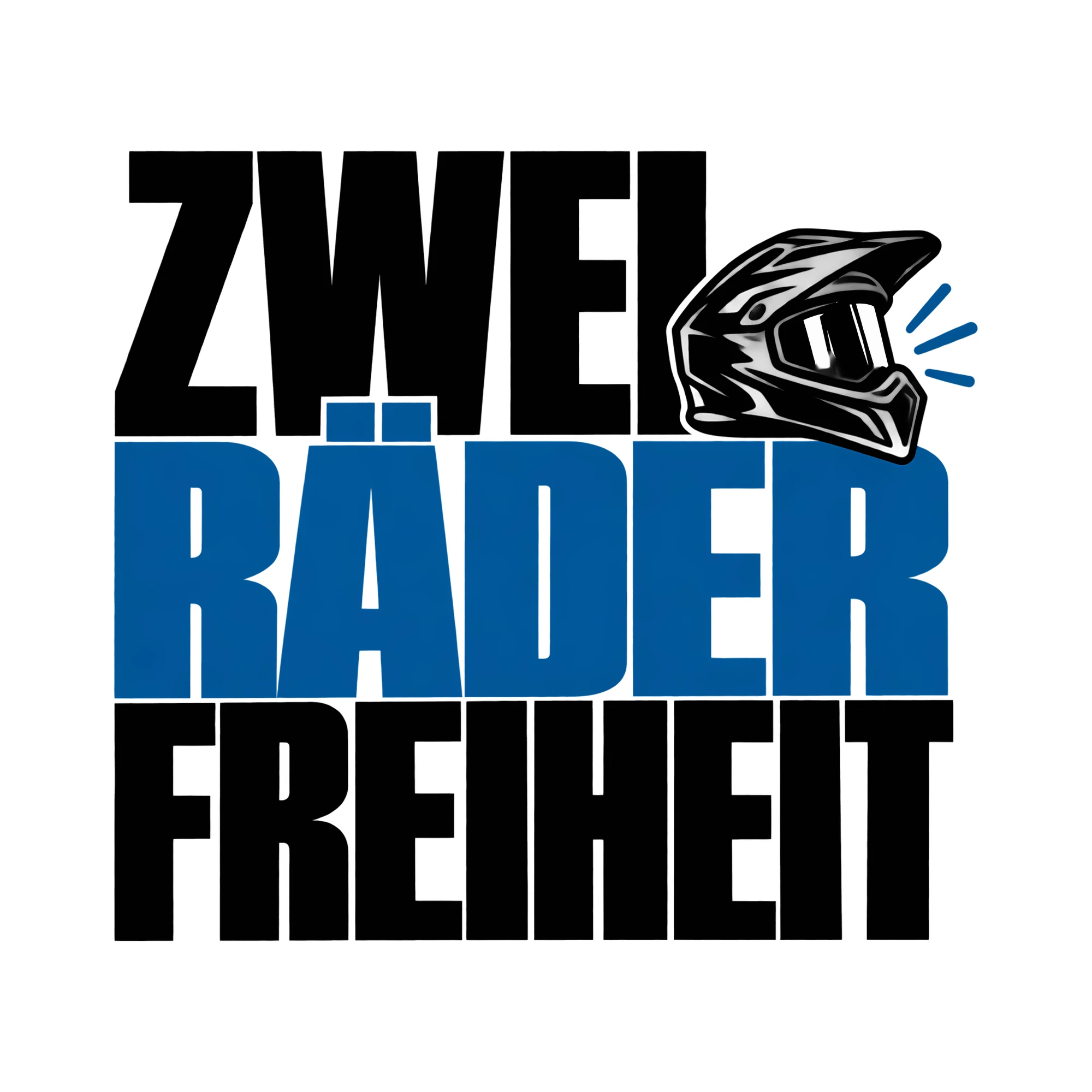 Bügelbild Zwei Räder Freiheit als Grafik auf weißem Hintergrund (BB012804)