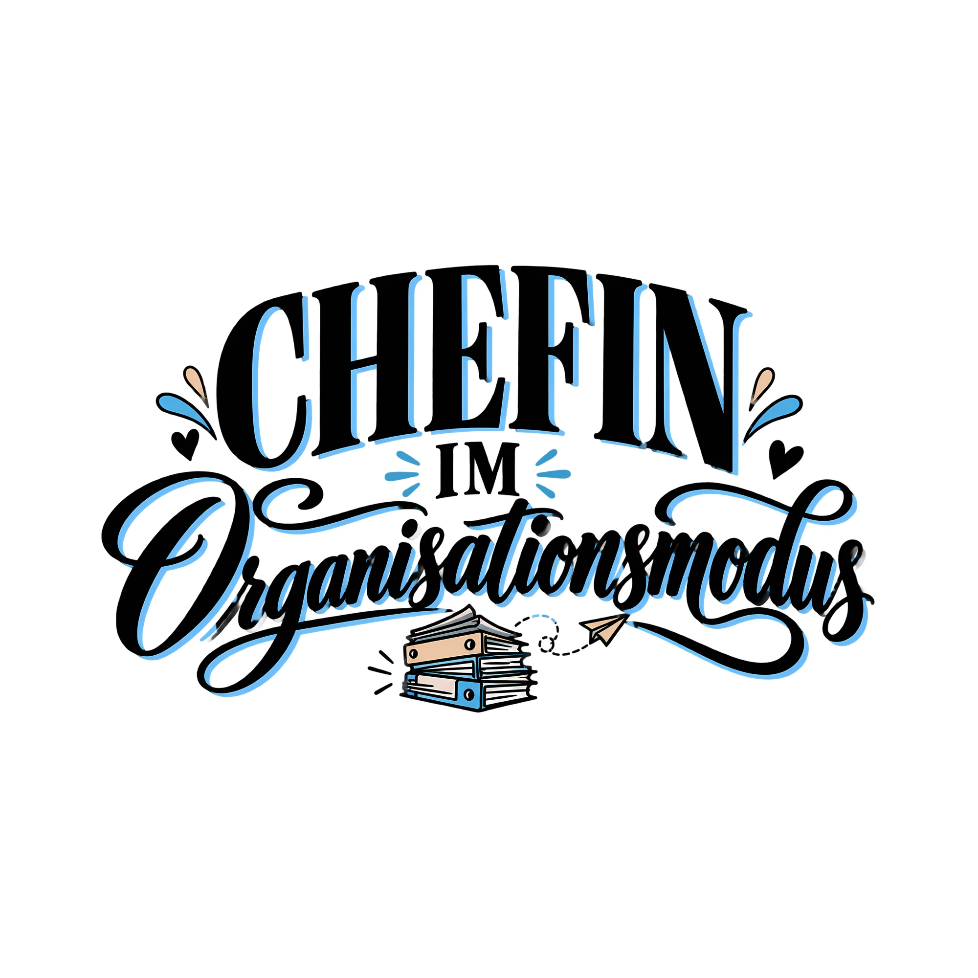 Bügelbild Chefin im Organisationsmodus als Grafik auf weißem Hintergrund (BB011602)