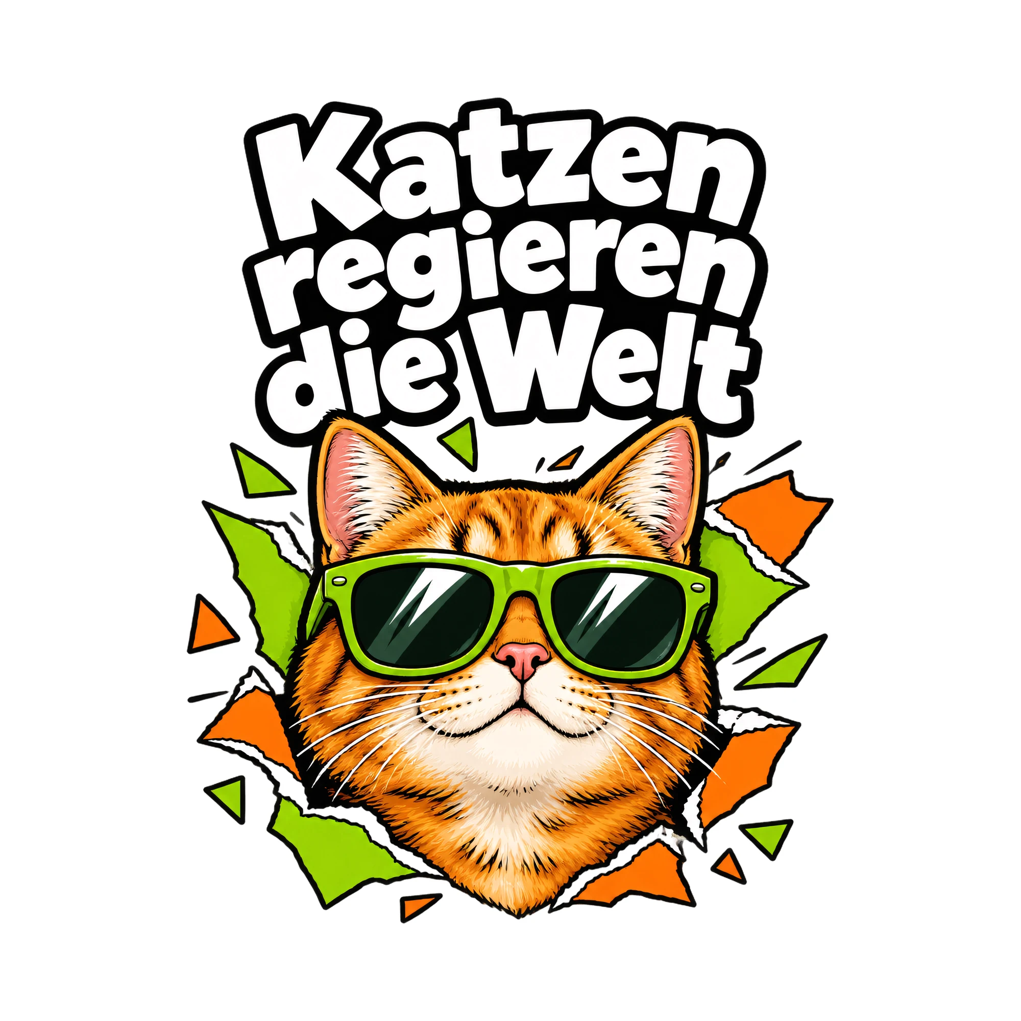 Bügelbild Katzen regieren die Welt, Tiere Shirt Spruch als Grafik auf weißem Hintergrund (BB017205)