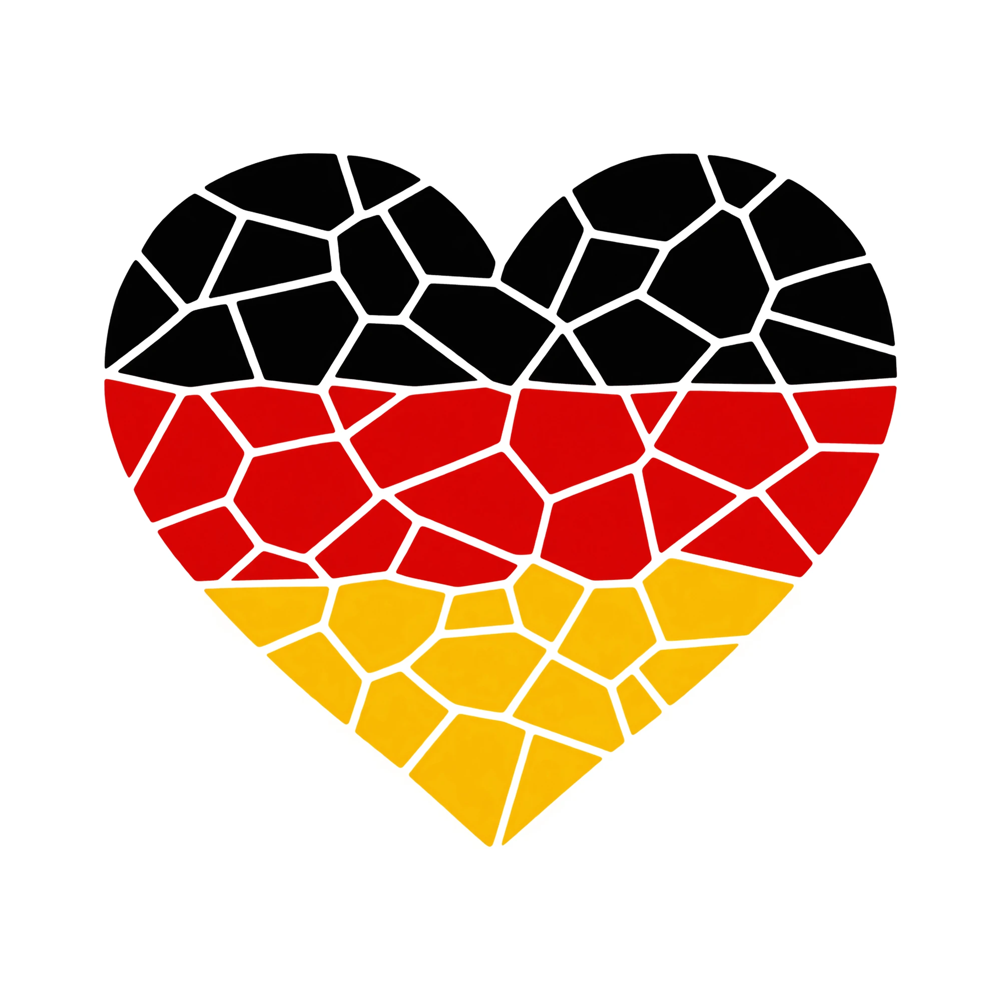 Bügelbild Deutschland Herz Flagge, Lustiger Shirt Motiv als Grafik auf weißem Hintergrund (BB015394)