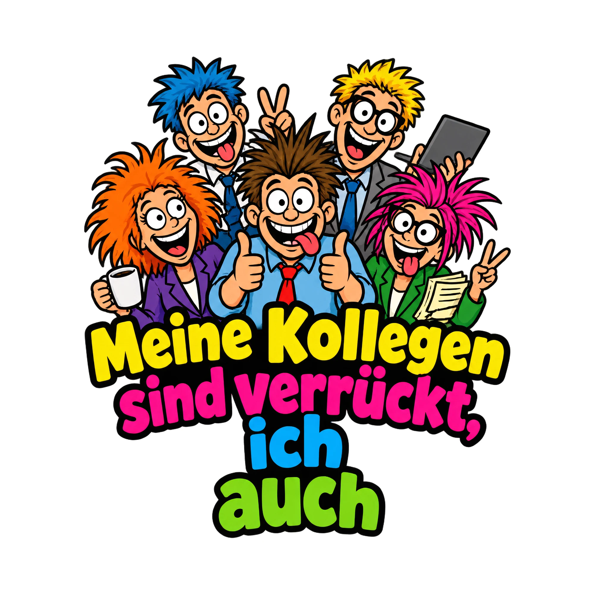 Bügelbild Meine Kollegen sind verrückt, ich auch als Grafik auf weißem Hintergrund (BB018602)