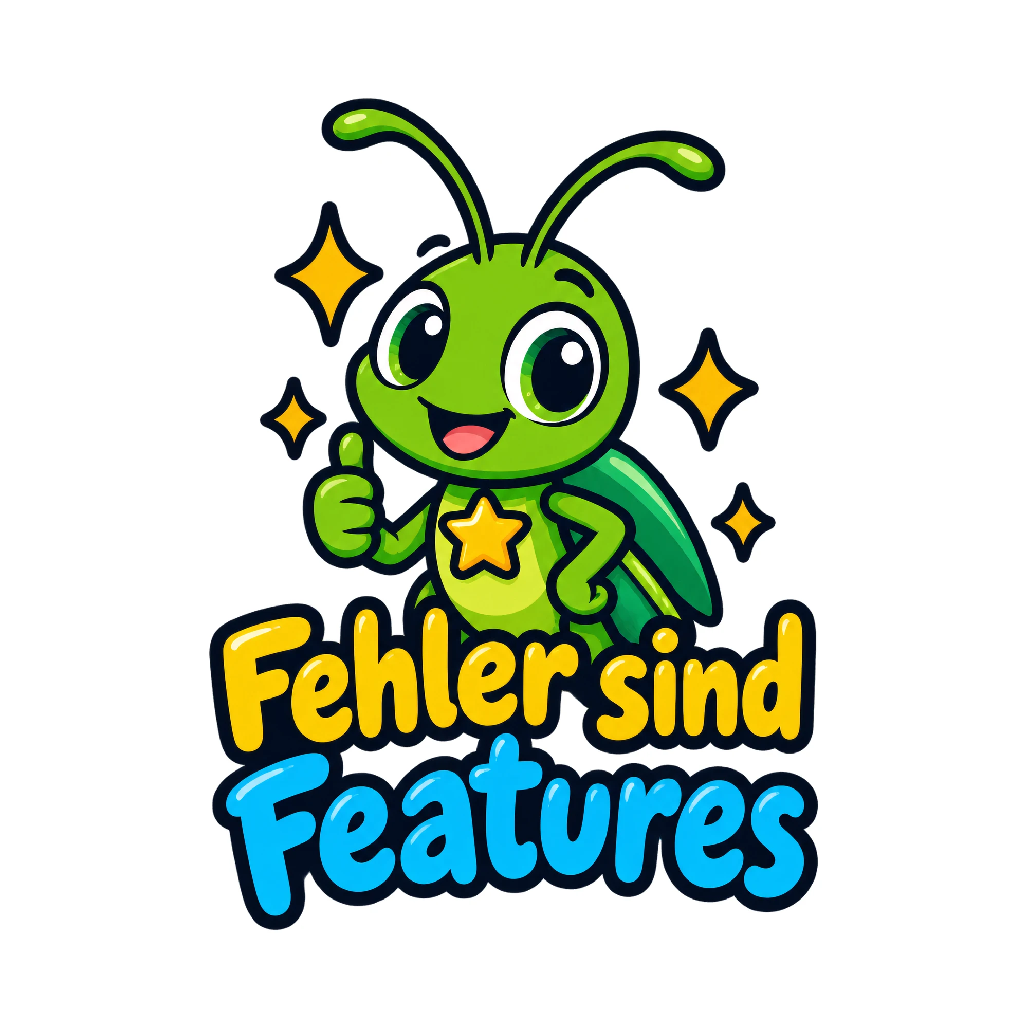 Bügelbild Fehler sind Features, Beruf Shirt Spruch als Grafik auf weißem Hintergrund (BB016647)