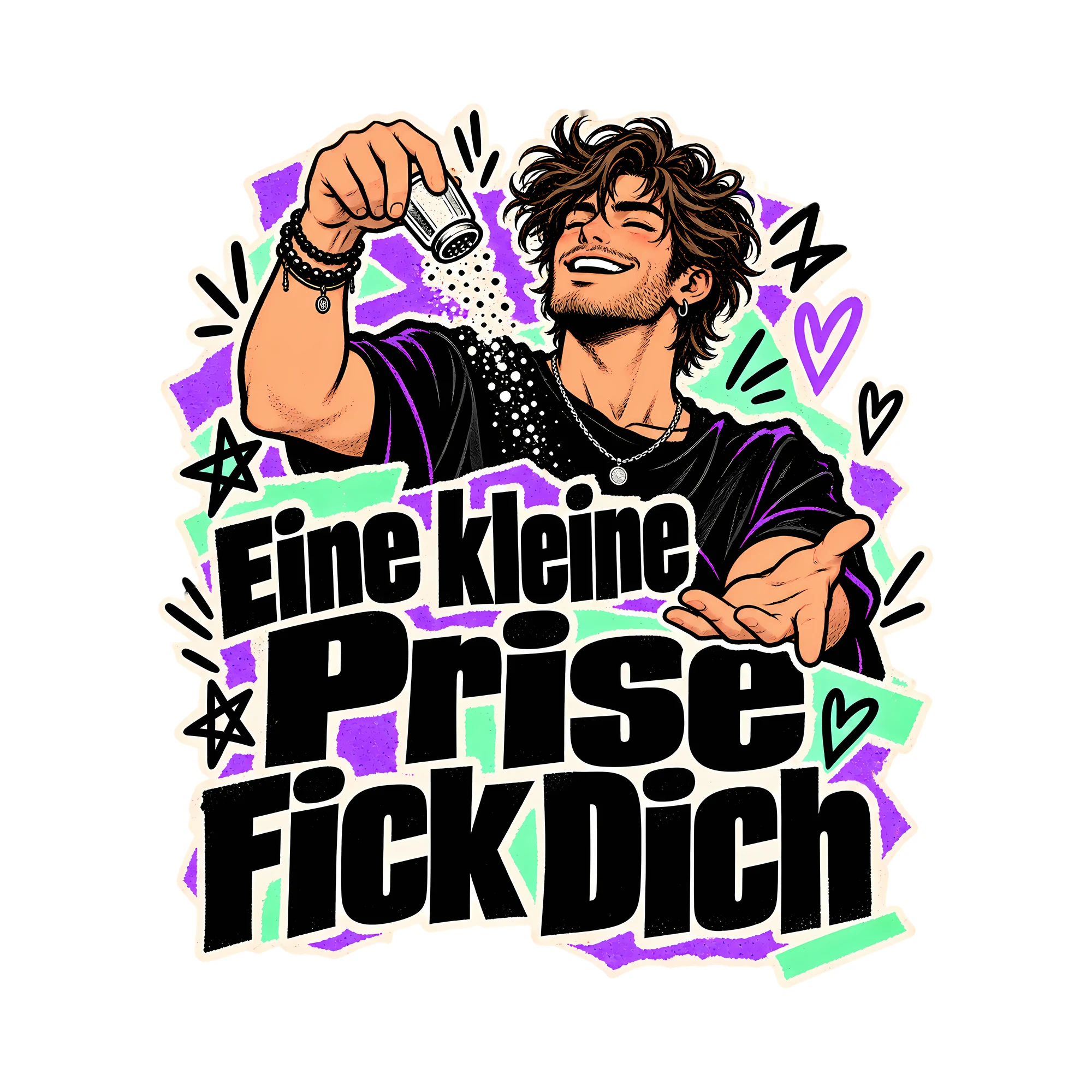 Bügelbild Eine kleine Prise F*ck Dich, Lustiger Shirt Spruch als Grafik auf weißem Hintergrund (BB014659)