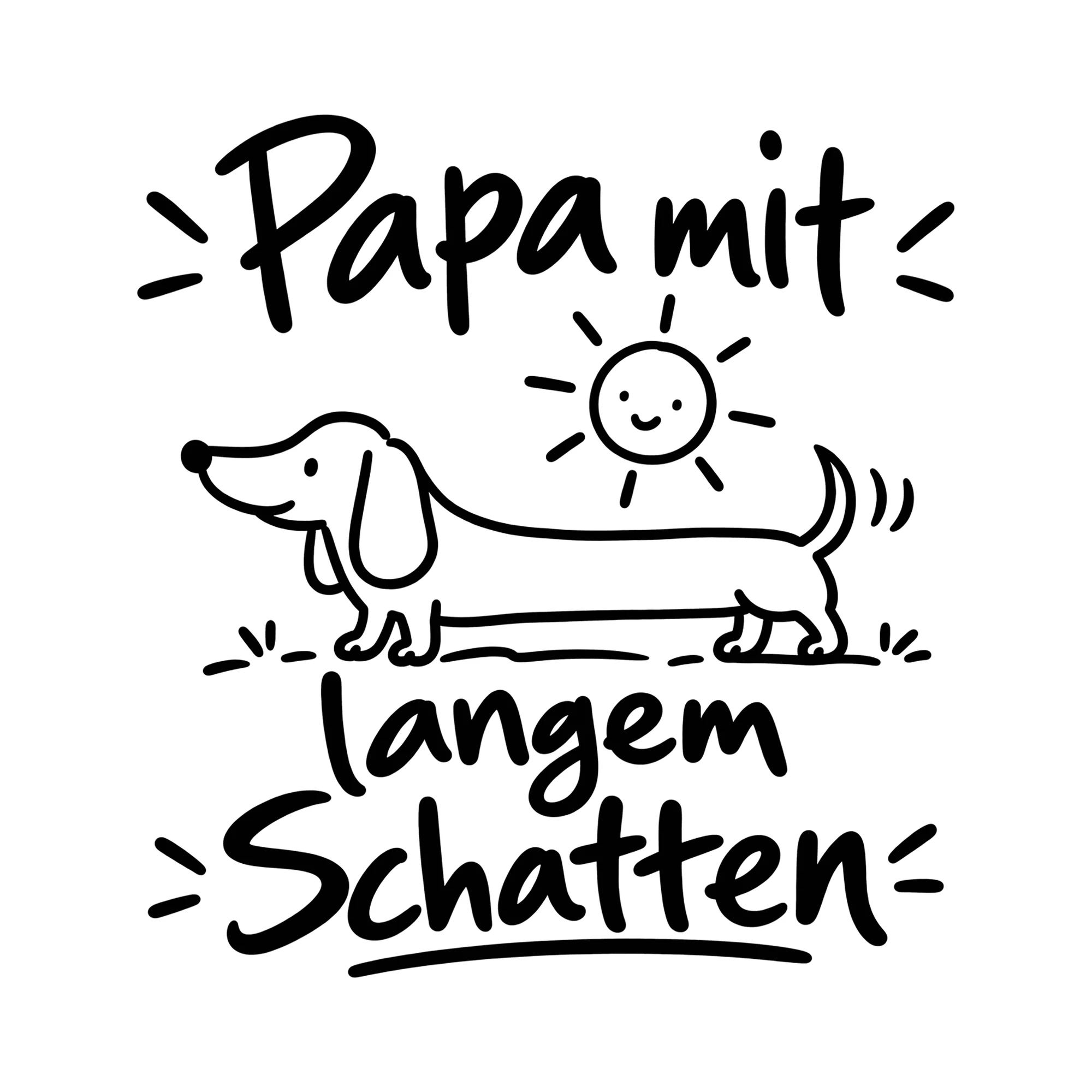 Bügelbild Papa mit langem Schatten als Grafik auf weißem Hintergrund (BB012417)
