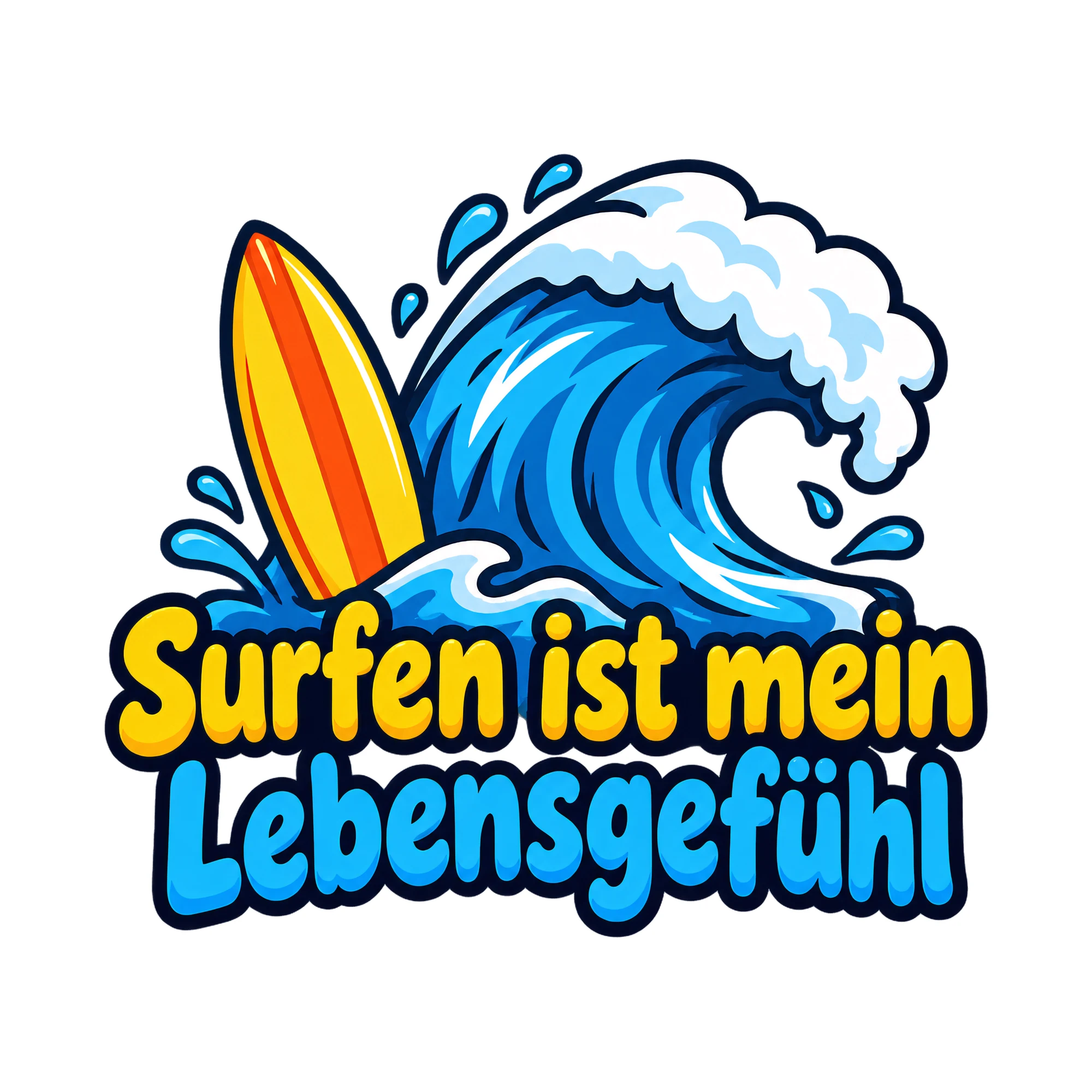 Bügelbild Surfen ist mein Lebensgefühl als Grafik auf weißem Hintergrund (BB018454)