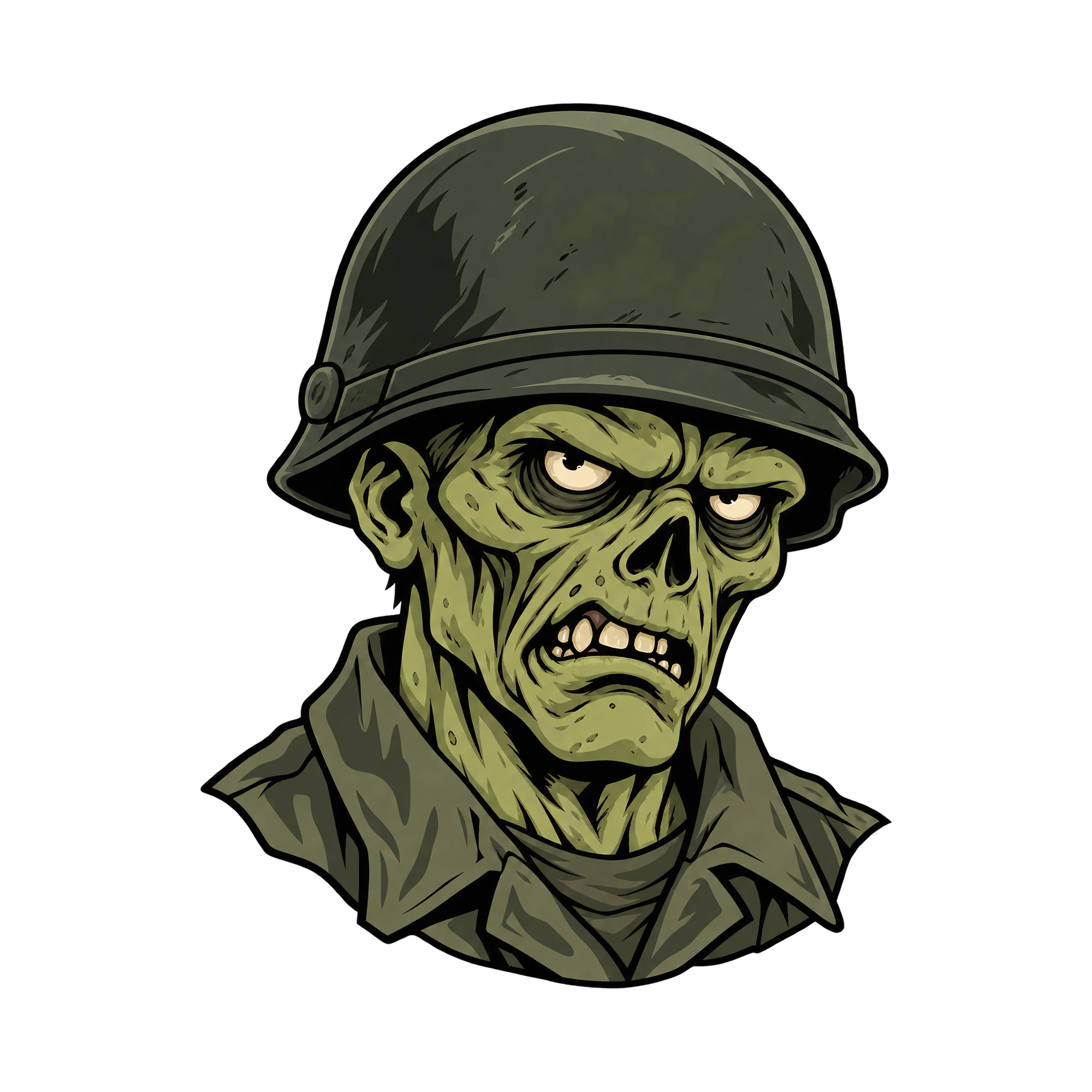 Bügelbild Zombie Soldier, Halloween Shirt Motiv als Grafik auf weißem Hintergrund (BB014873)
