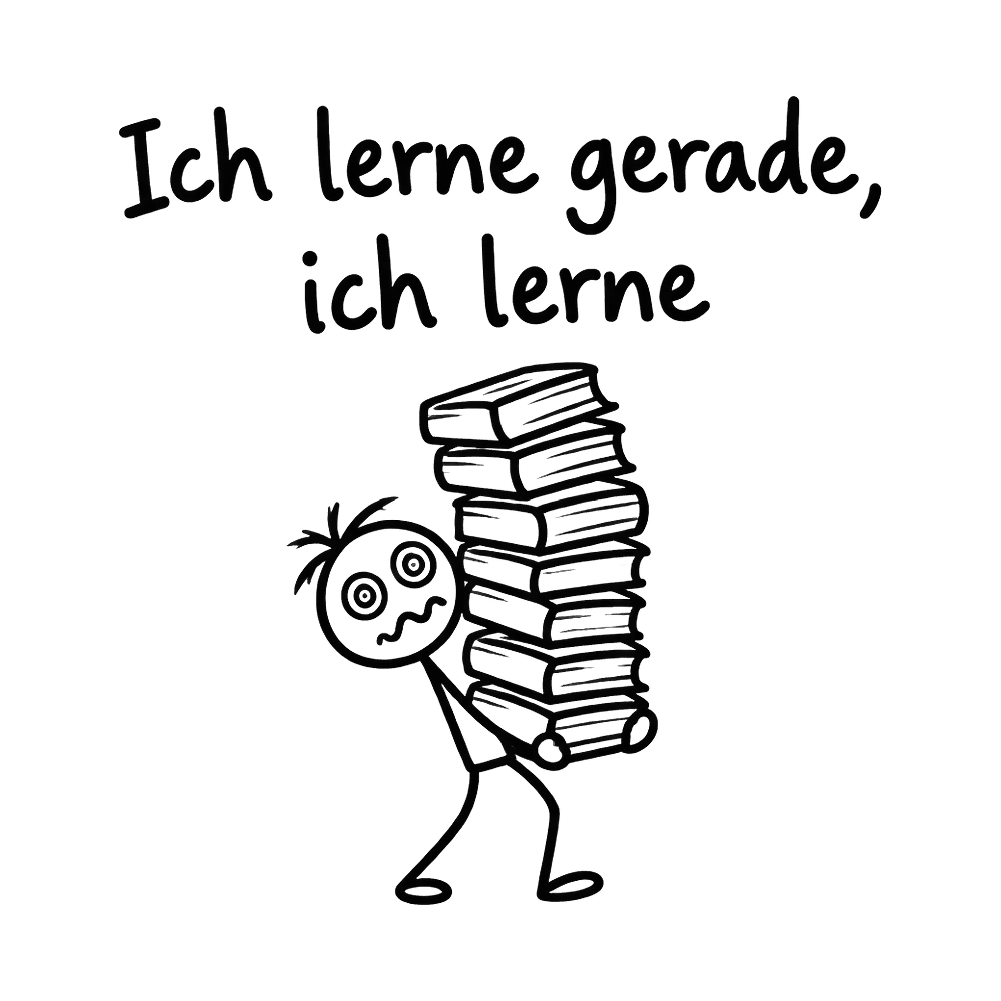 Bügelbild Ich lerne gerade, ich lerne, Lustiger Shirt Spruch als Grafik auf weißem Hintergrund (BB016772)
