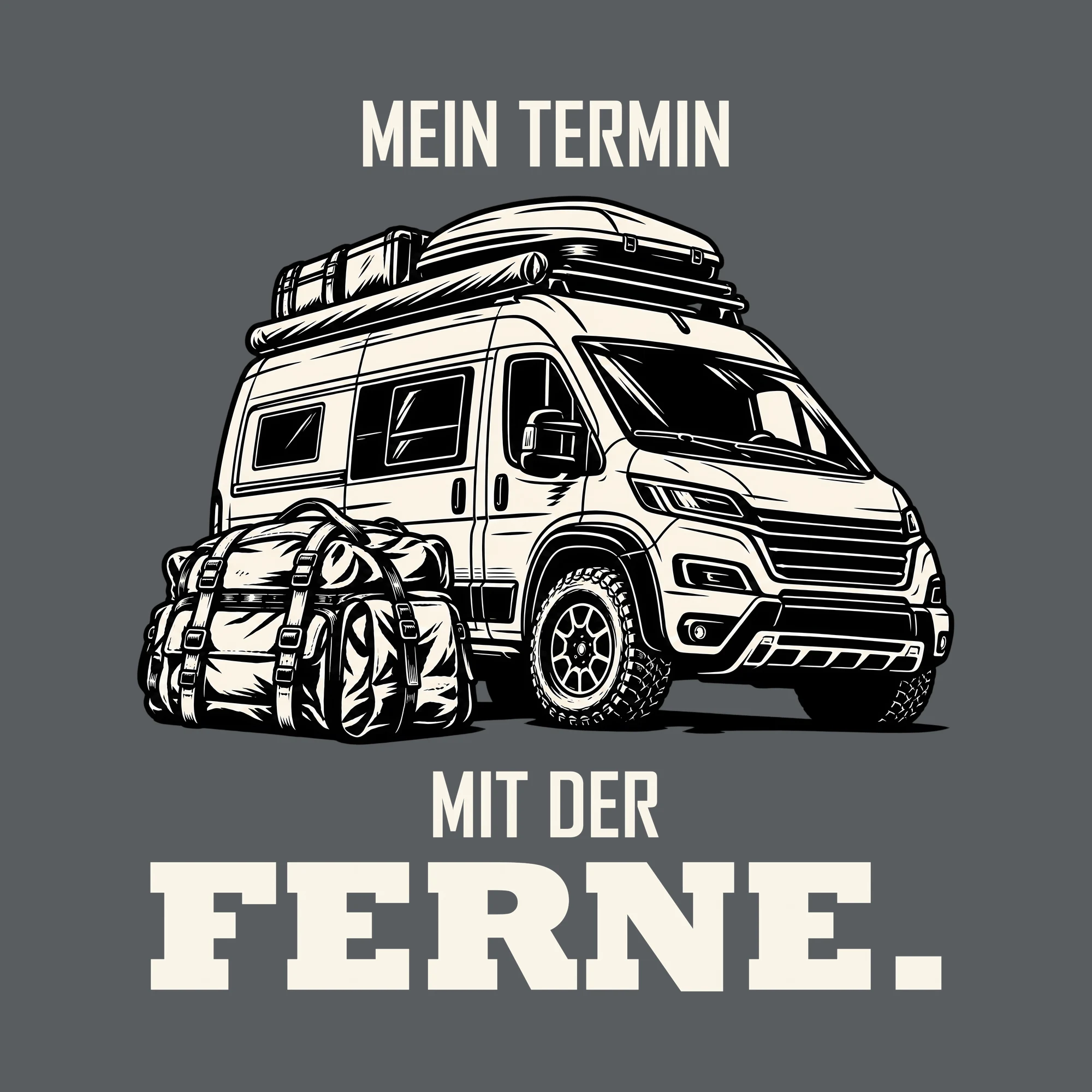 Bügelbild MEIN TERMIN MIT DER FERNE. als Grafik auf dunklem Hintergrund (BB012751)