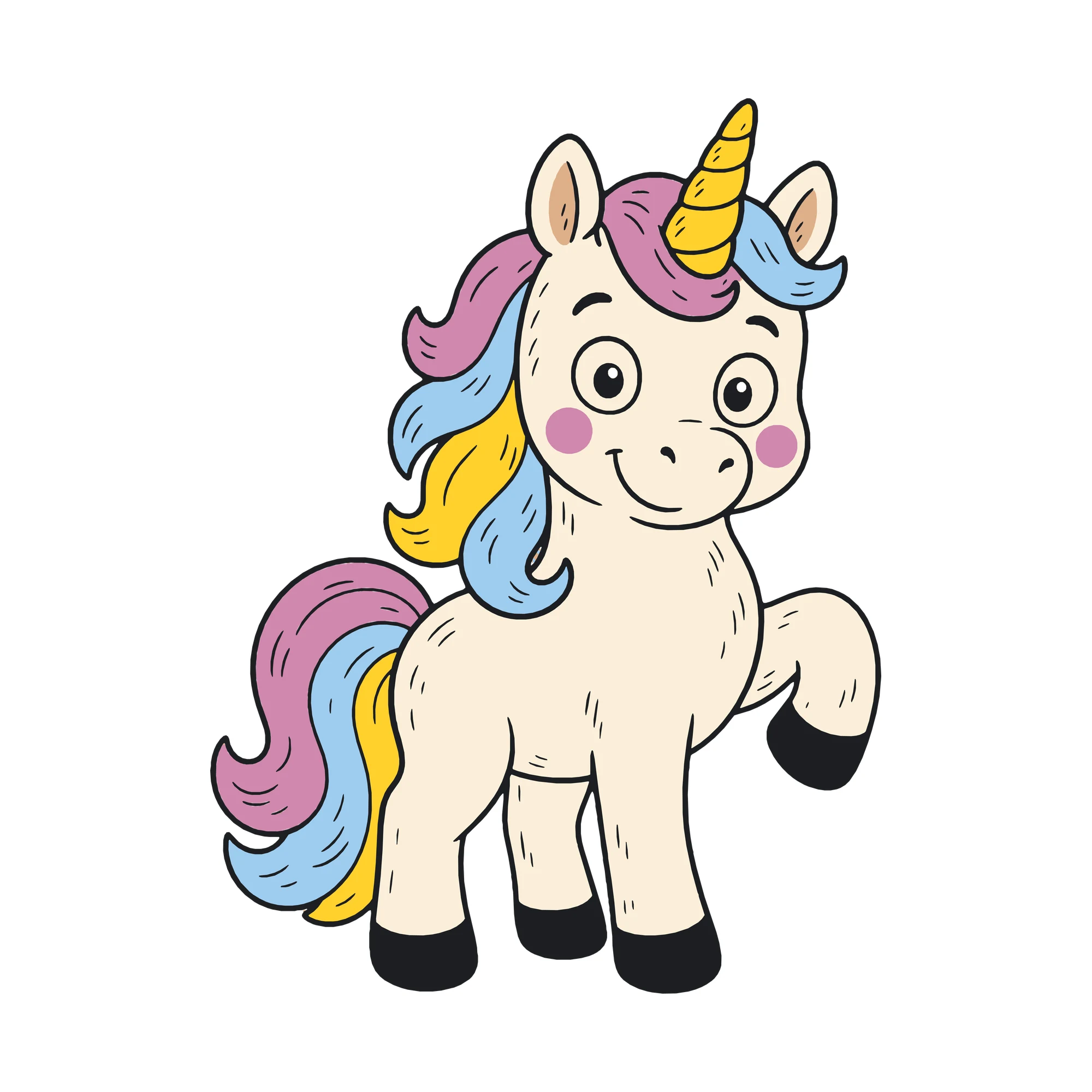 Bügelbild Einhorn als Grafik auf weißem Hintergrund (BB010311)