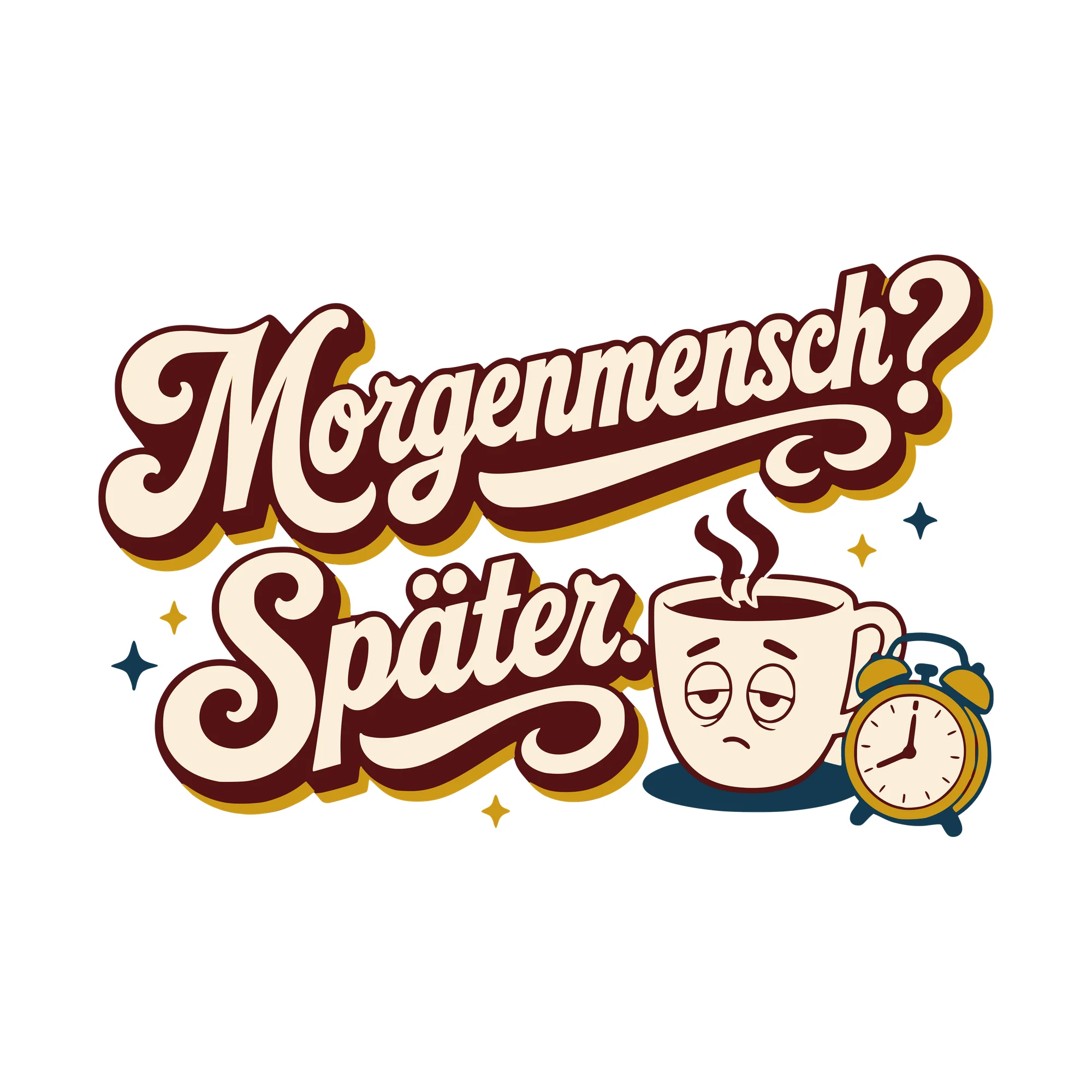 Bügelbild Morgenmensch? Später. als Grafik auf weißem Hintergrund (BB010443)