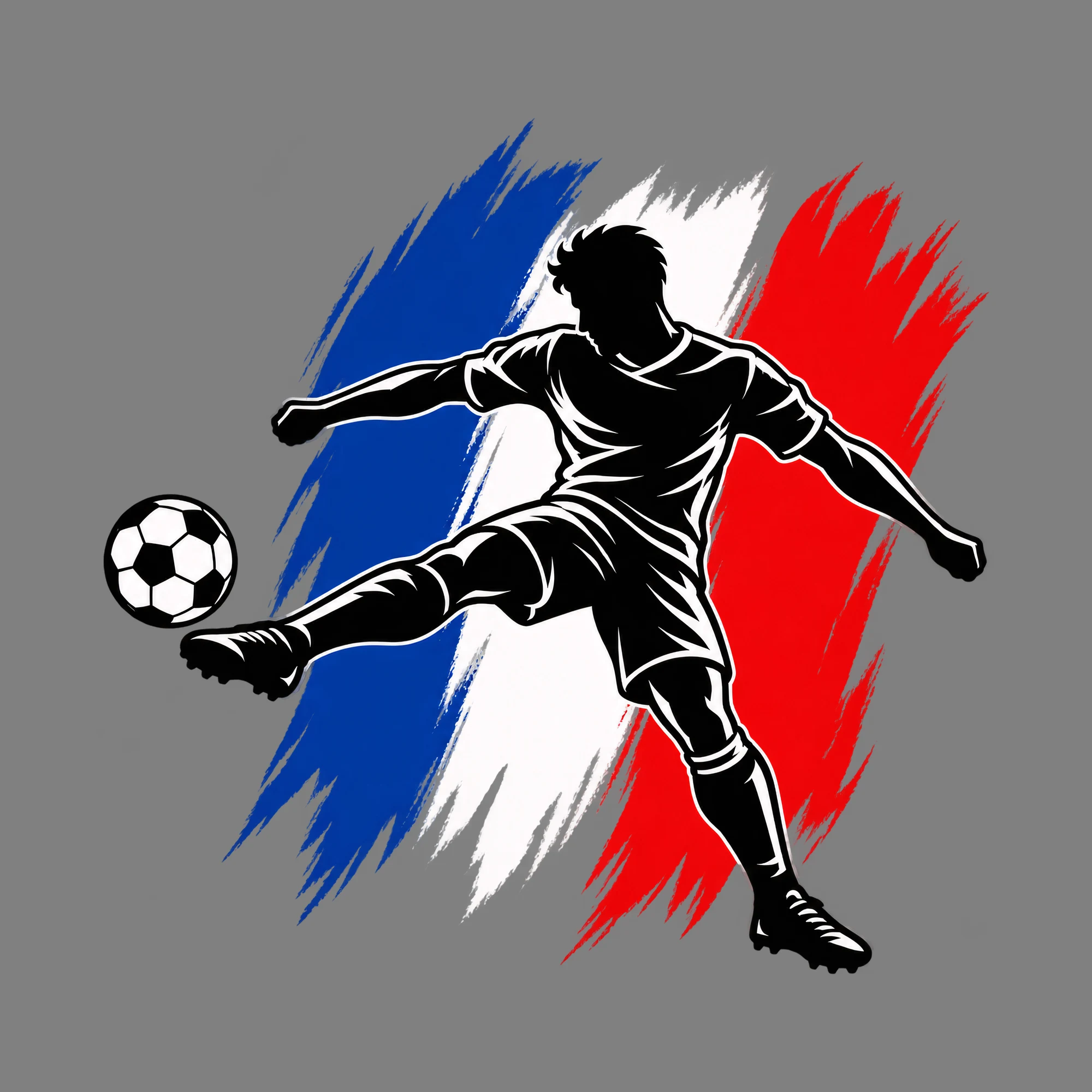Bügelbild Französische Fahne Fußballer, Lustiger Shirt Motiv als Grafik auf dunklem Hintergrund (BB015584)