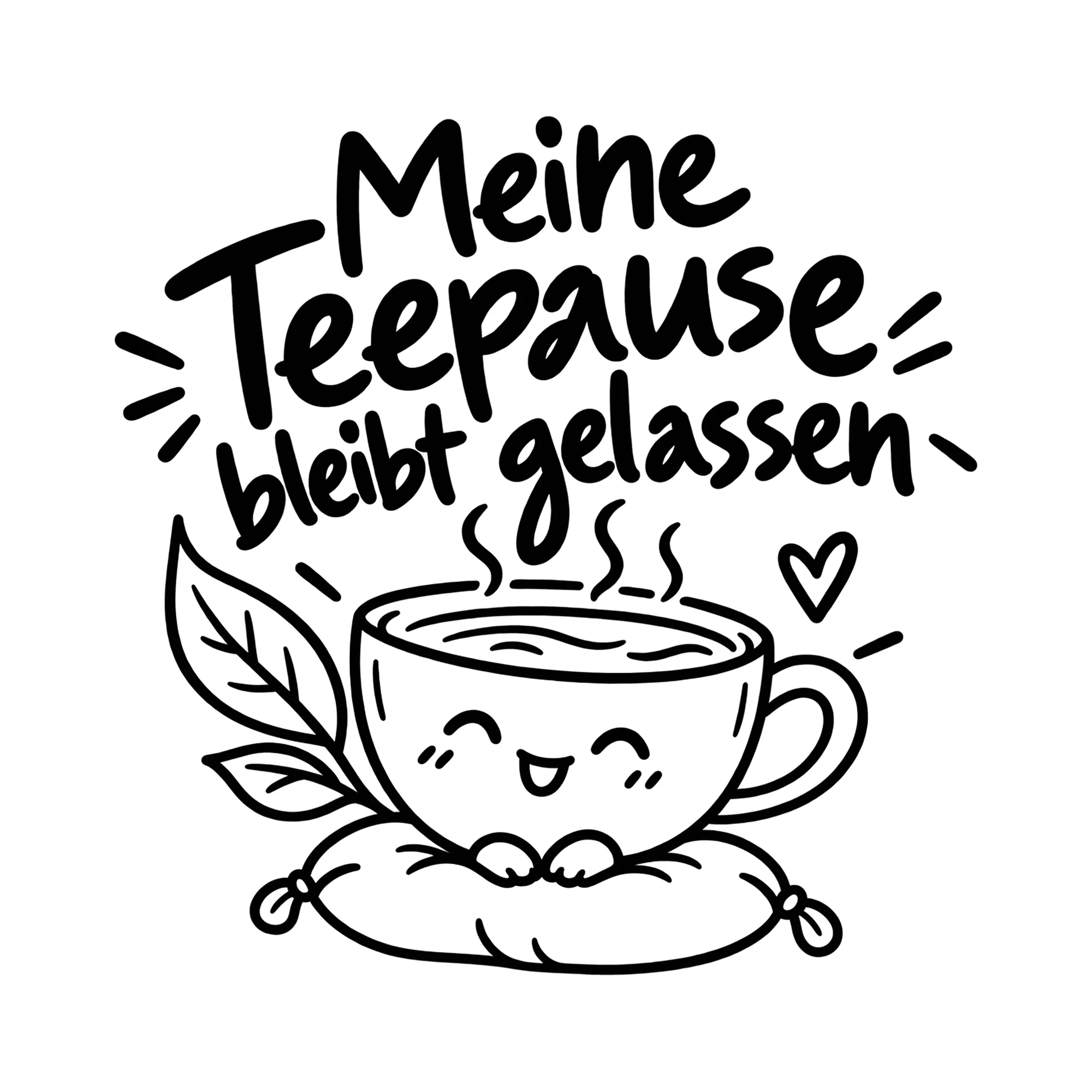Bügelbild Meine Teepause bleibt gelassen als Grafik auf weißem Hintergrund (BB014575)