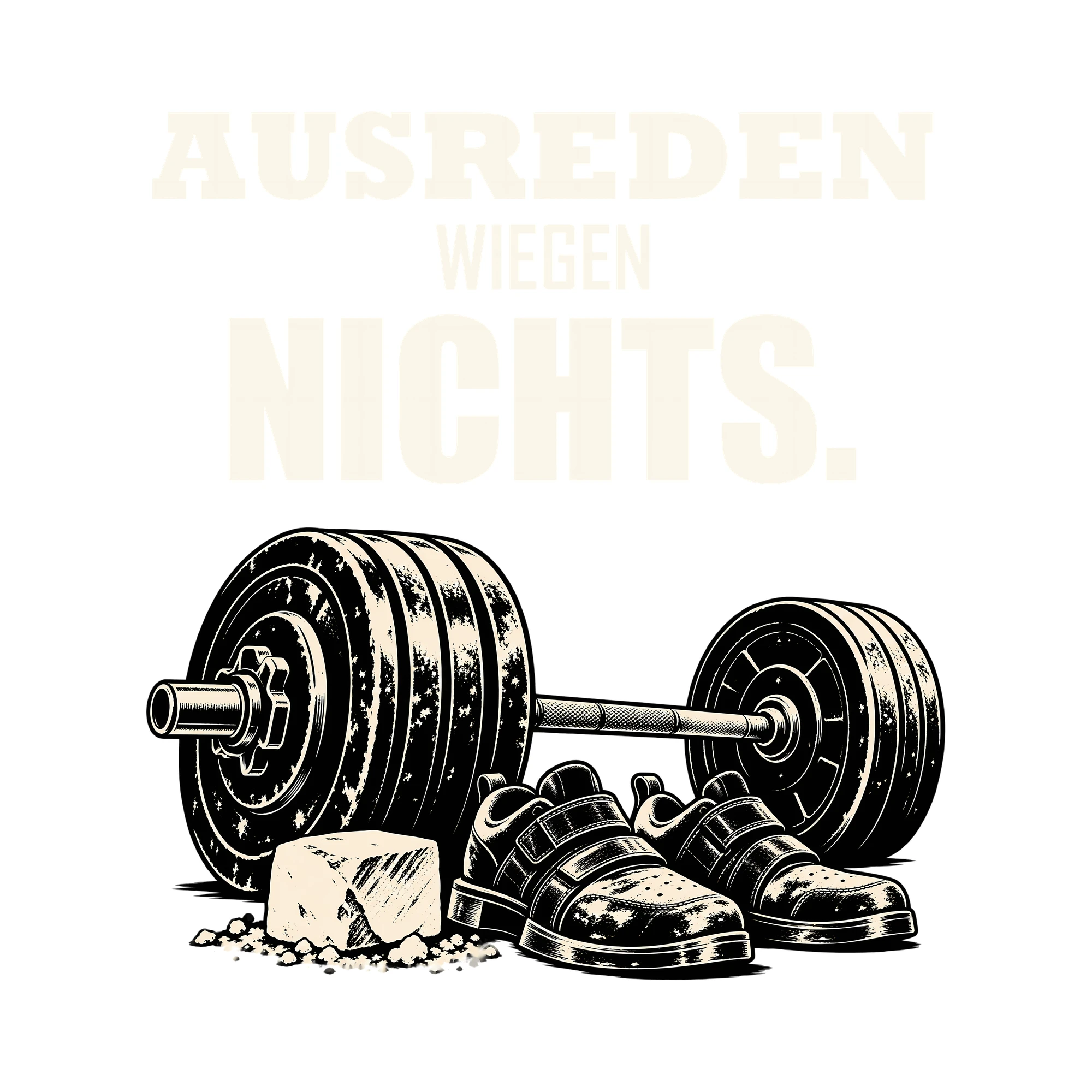 Bügelbild AUSREDEN WIEGEN NICHTS. als Grafik auf weißem Hintergrund (BB013724)
