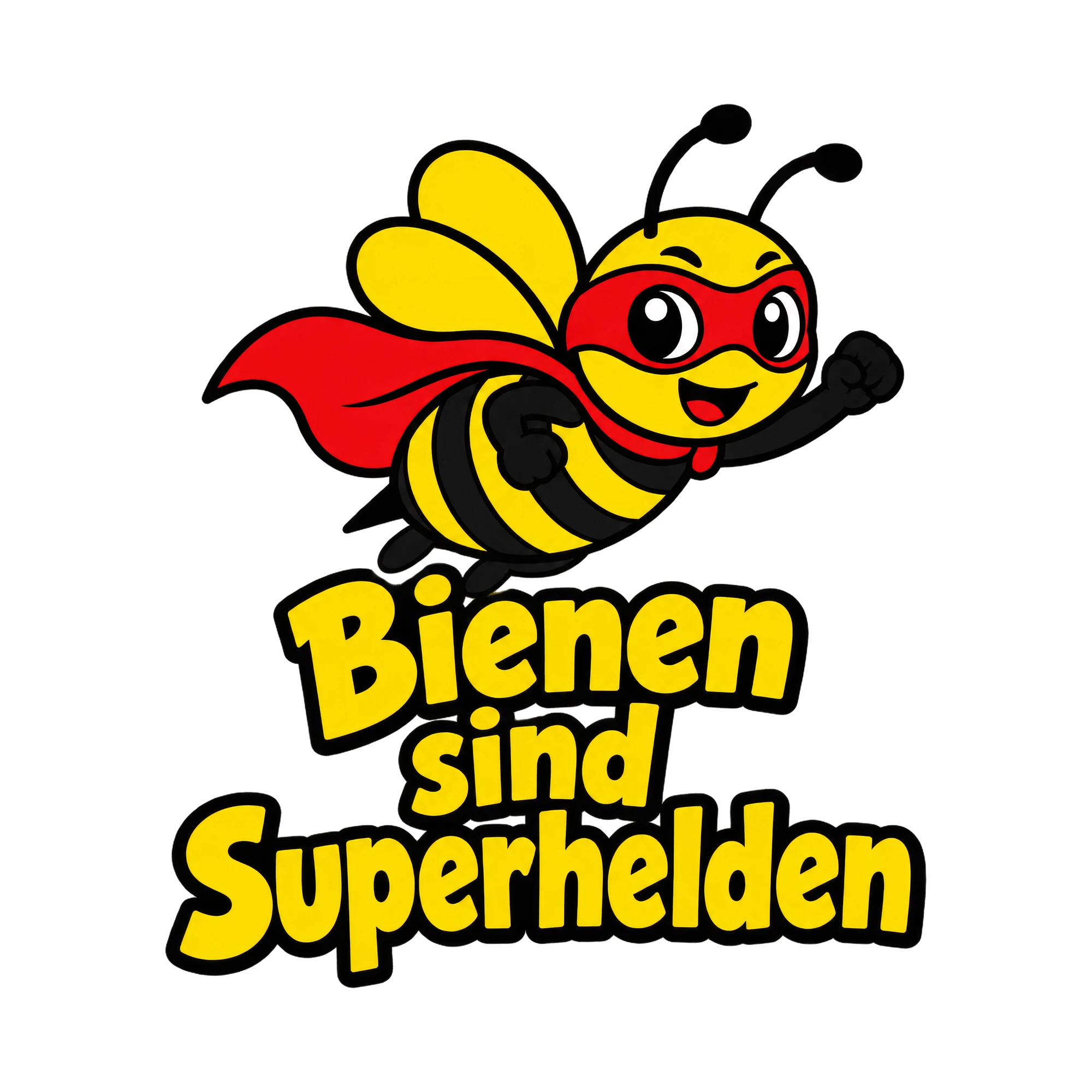 Bügelbild Bienen sind Superhelden als Grafik auf weißem Hintergrund (BB018578)