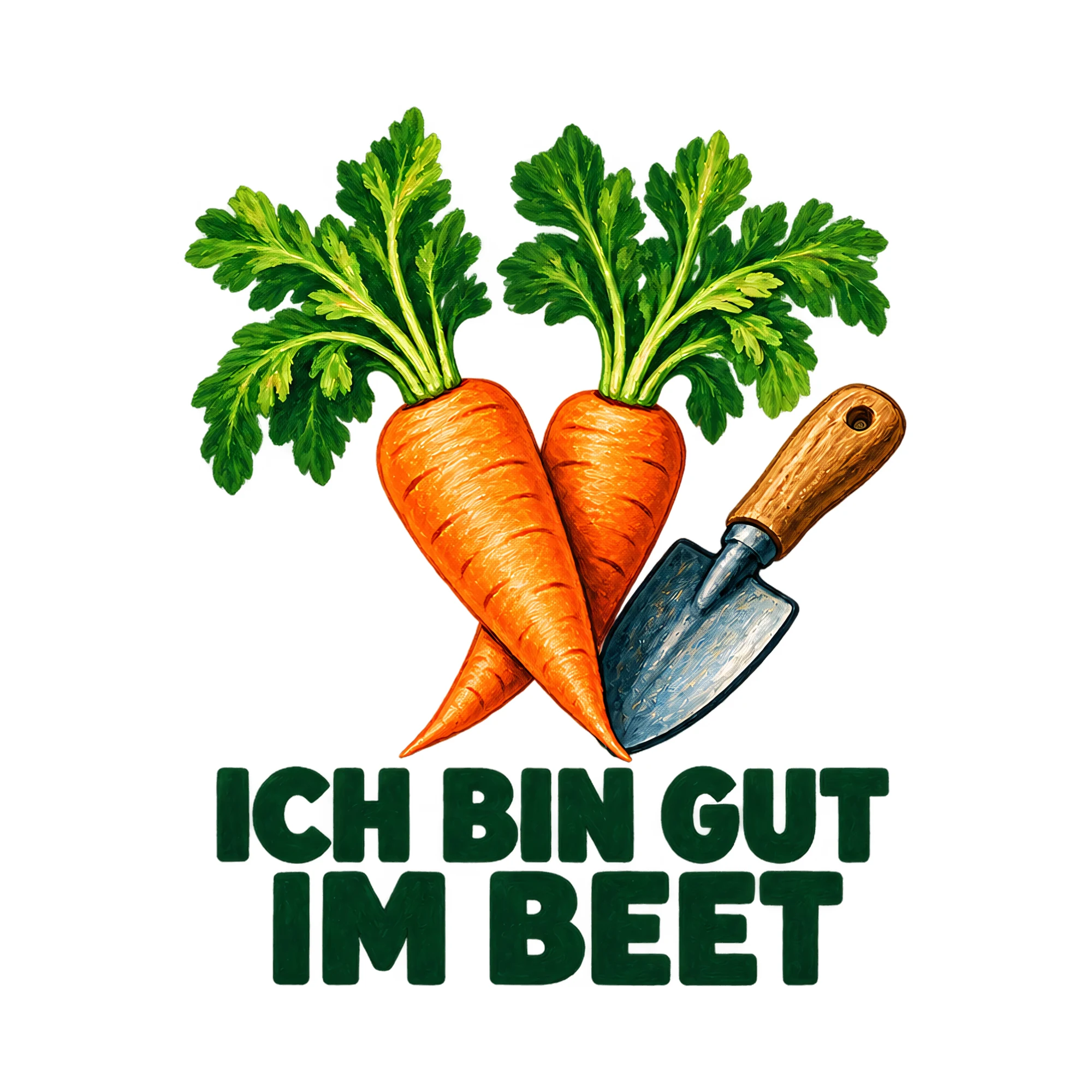 Bügelbild Ich bin gut im Beet, Lustiger Shirt Spruch als Grafik auf weißem Hintergrund (BB018001)