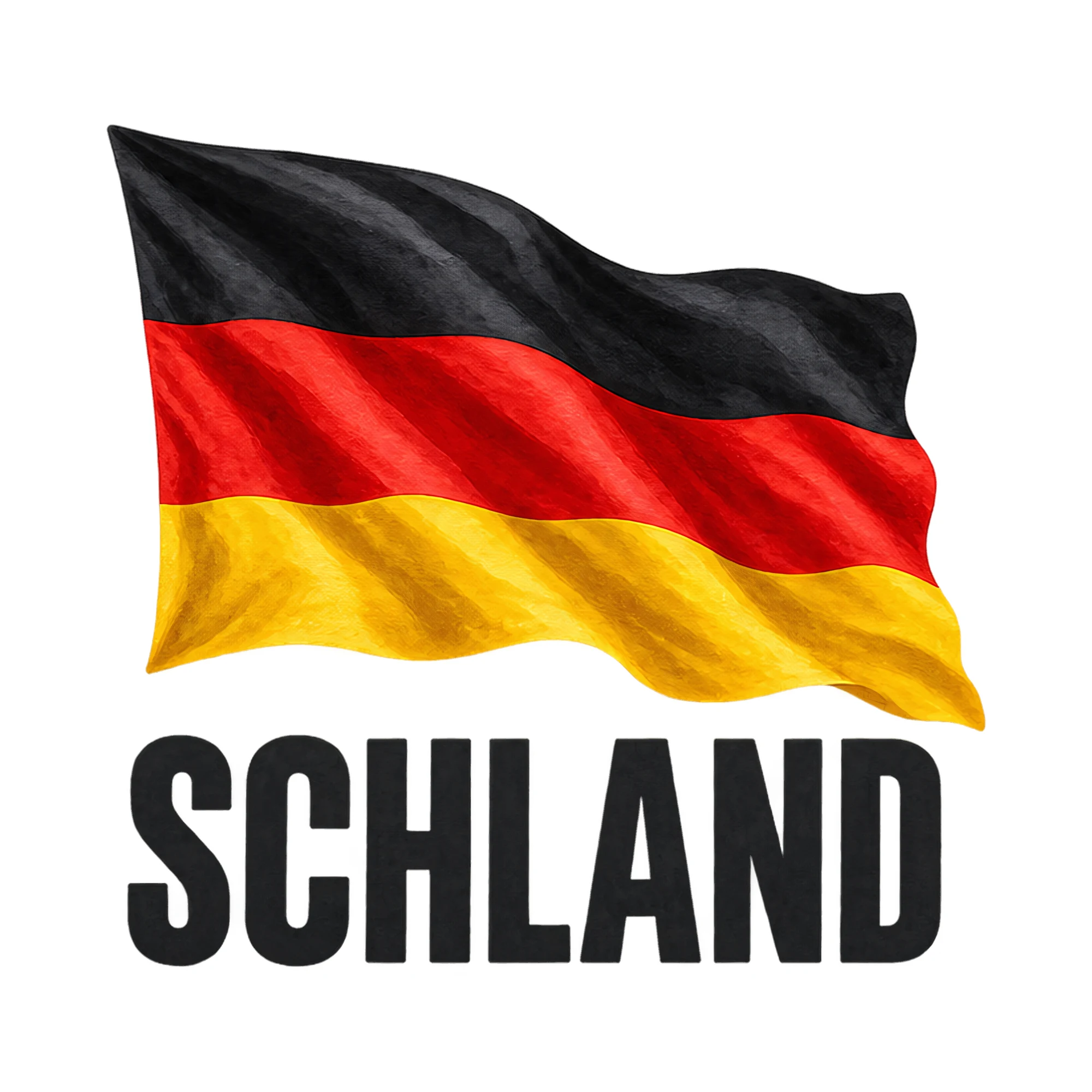Bügelbild Schland, Lustiger Shirt Spruch als Grafik auf weißem Hintergrund (BB018082)