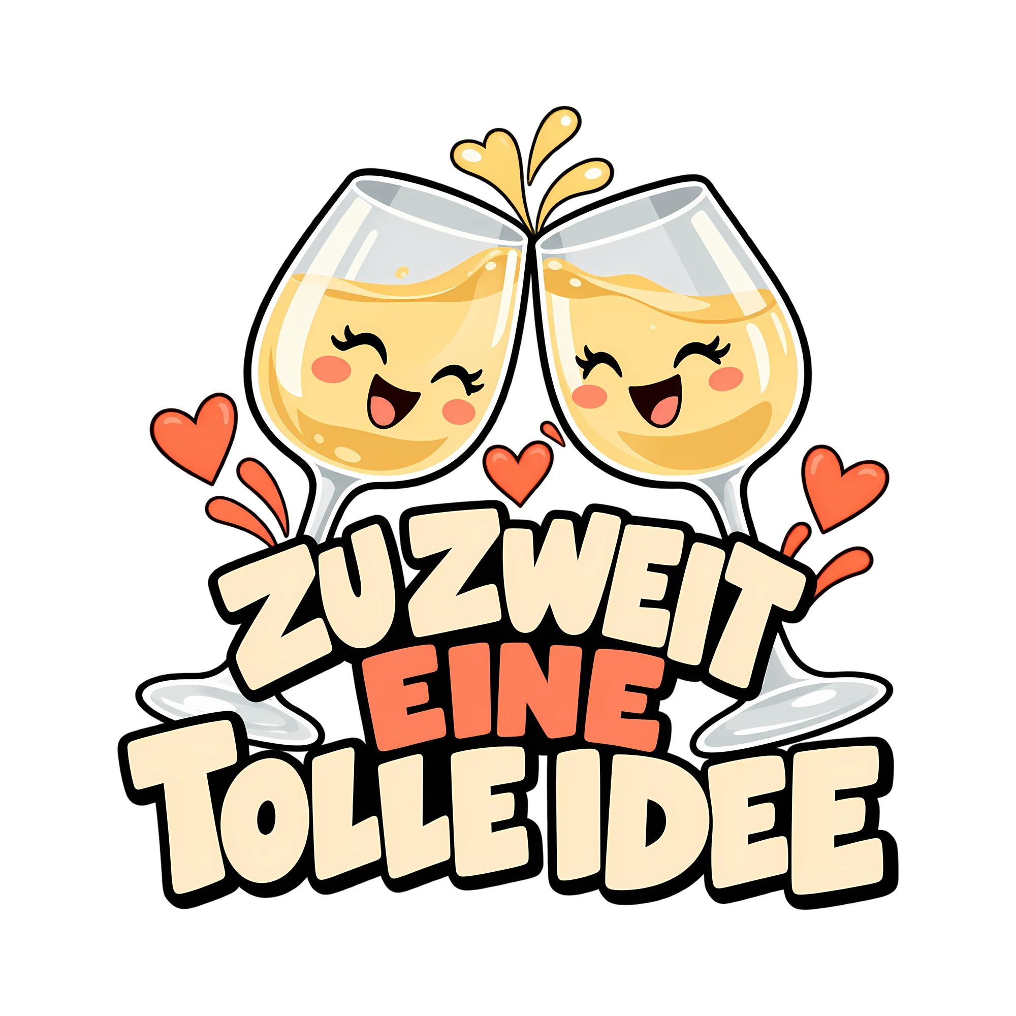 Bügelbild Zu zweit eine tolle Idee als Grafik auf weißem Hintergrund (BB011868)