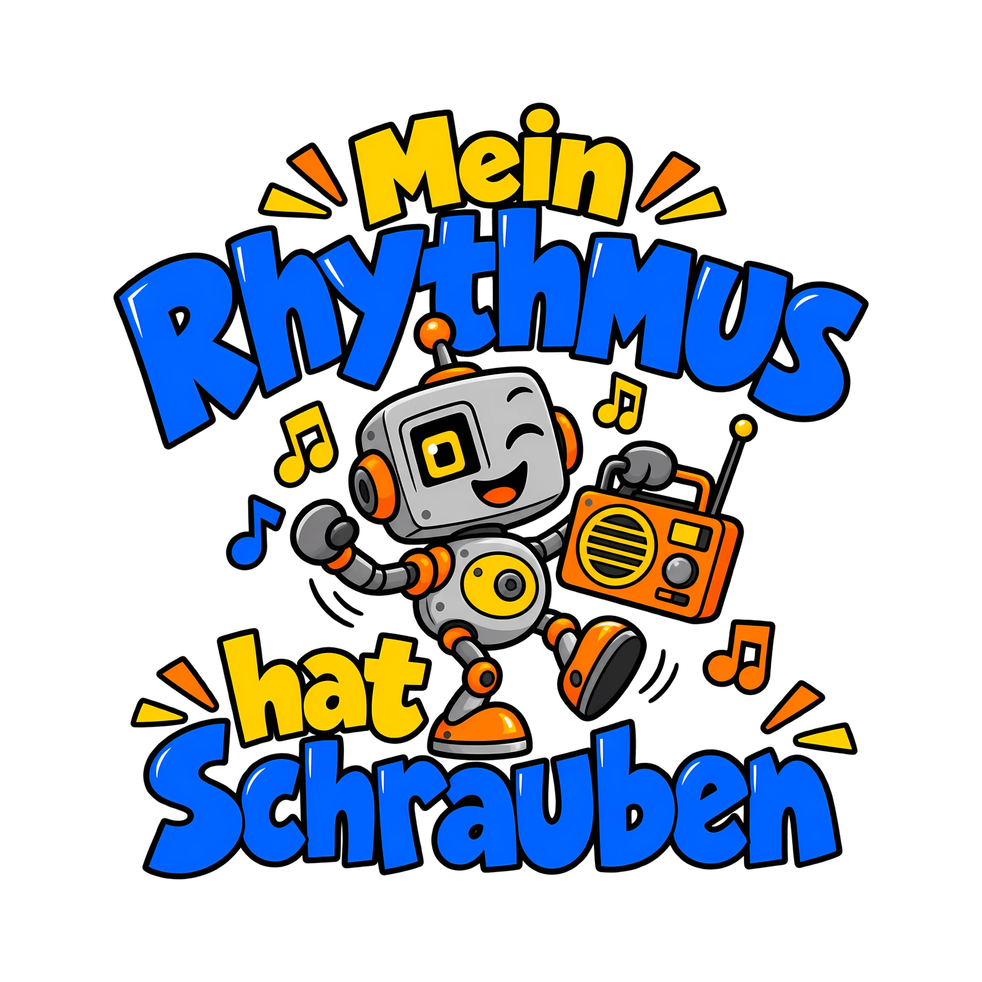 Bügelbild Mein Rhythmus hat Schrauben als Grafik auf weißem Hintergrund (BB014540)