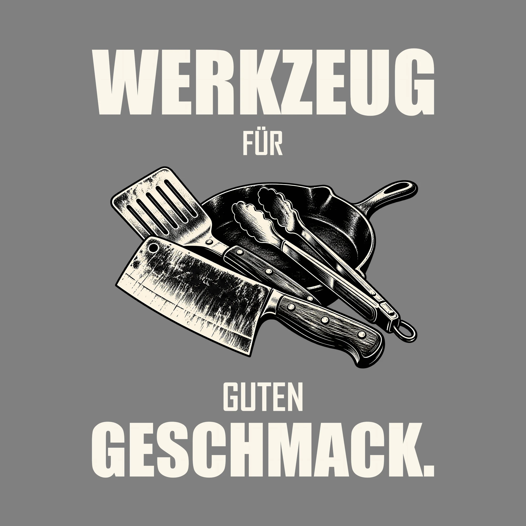 Bügelbild WERKZEUG FÜR GUTEN GESCHMACK. als Grafik auf dunklem Hintergrund (BB012046)