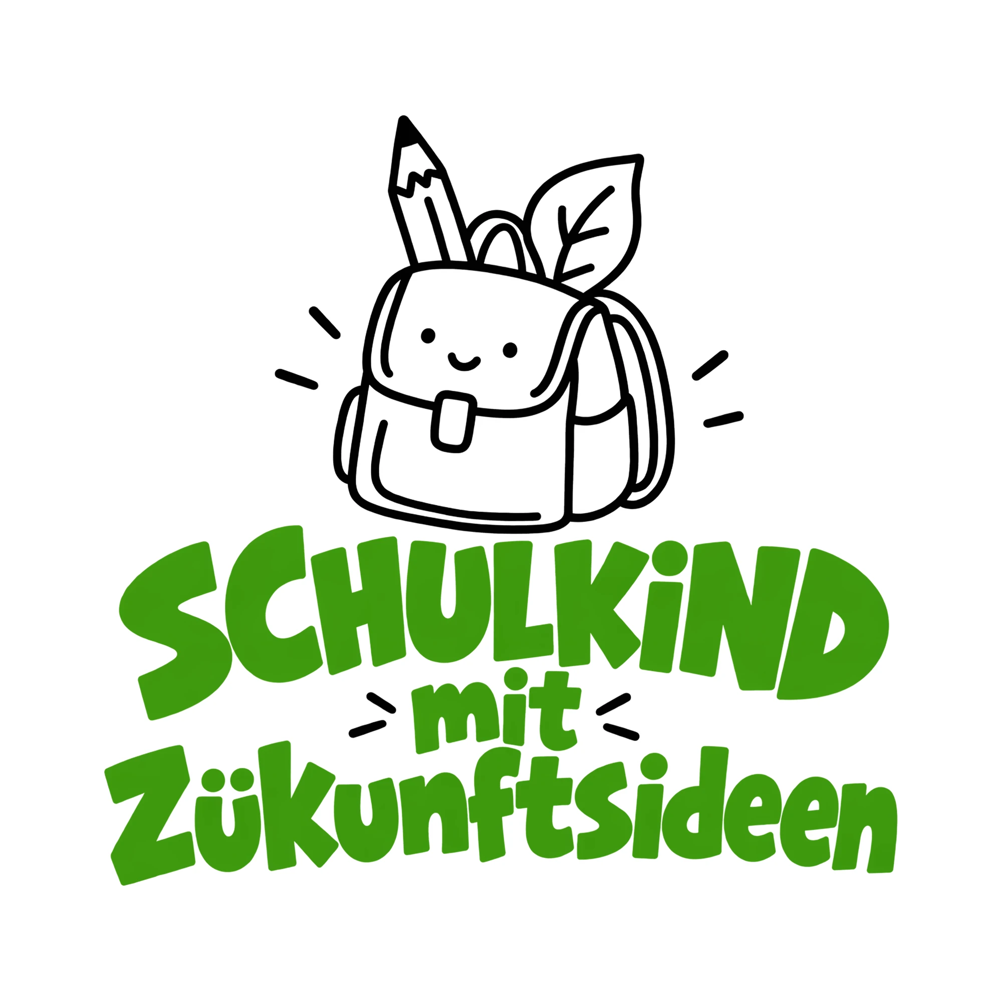 Bügelbild Schulkind mit Zukunftsideen als Grafik auf weißem Hintergrund (BB012031)